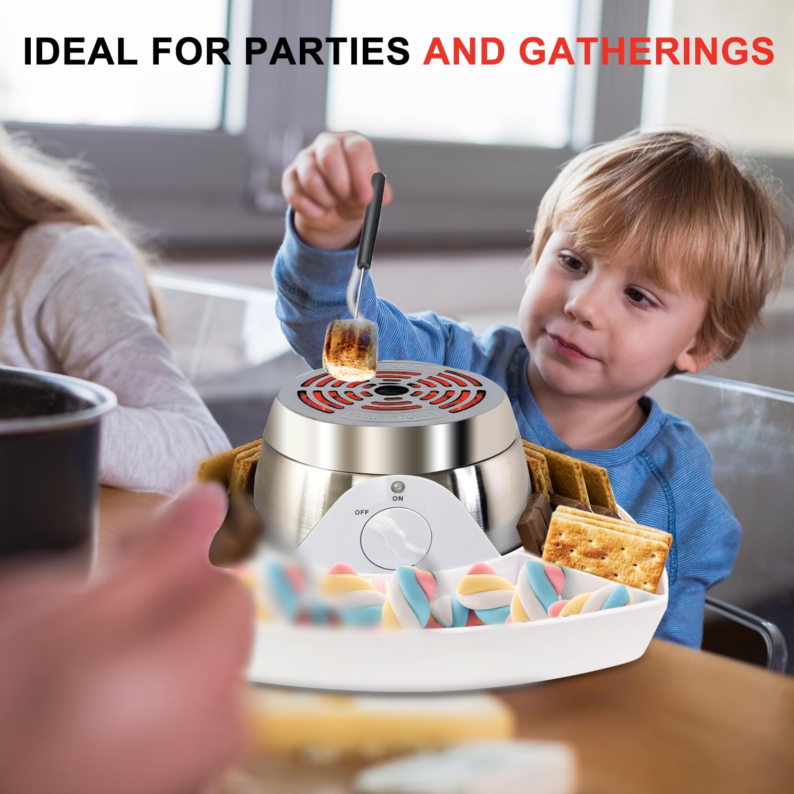 Electric Smores Maker Kit - Flameless Indoor S'mores Maker for Tabletop, 120V - Perfect for Movie Nights, Housewarming & Christmas Gifts - Great for Family Gatherings, Camping at Home & Holiday Parties