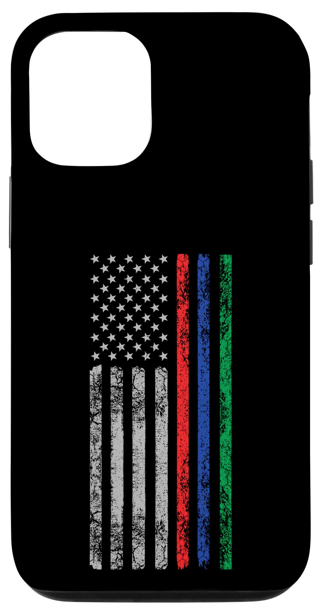 iPhone 12/12 Pro Thin Case with Red Blue Green Line Design - Patriotic Slim Protective Cover for Police, Firefighters & Military - Perfect for First Responders, Law Enforcement & Service Members