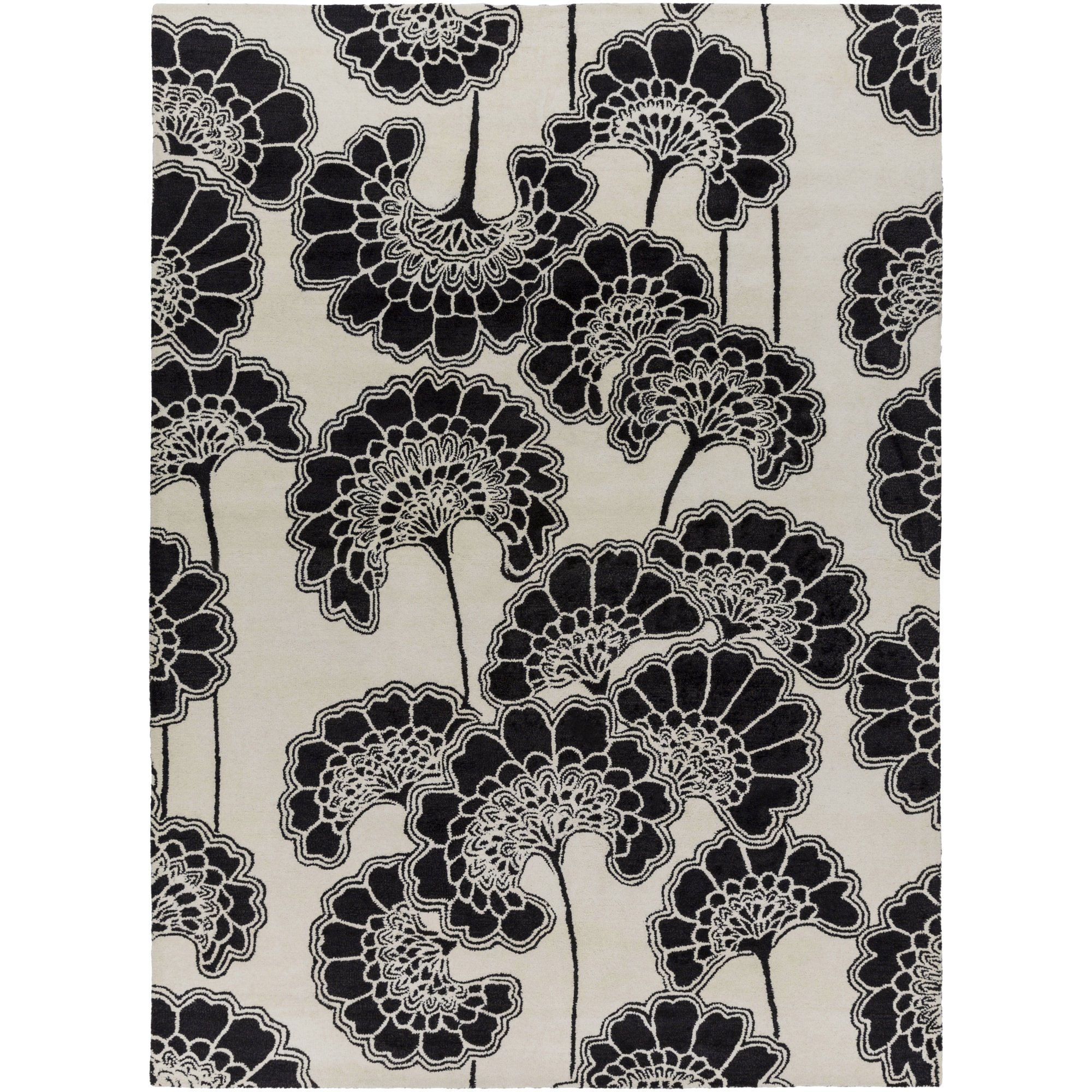 Surya Mount Perry 8' x 11' Black Beige Area Rug - Perfect for Living Room, Bedroom & Office Decor