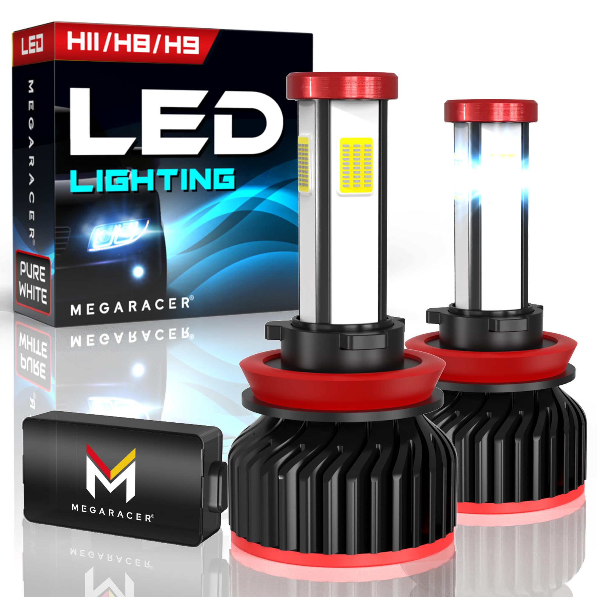 H11 H8 H9 LED Fog Light Bulbs - 600% Brighter, 6000K Pure White - Plug and Play Car Fog Lamp Replacement - Pack of 2 - Perfect for Night Driving, Off-Roading & Bad Weather Conditions