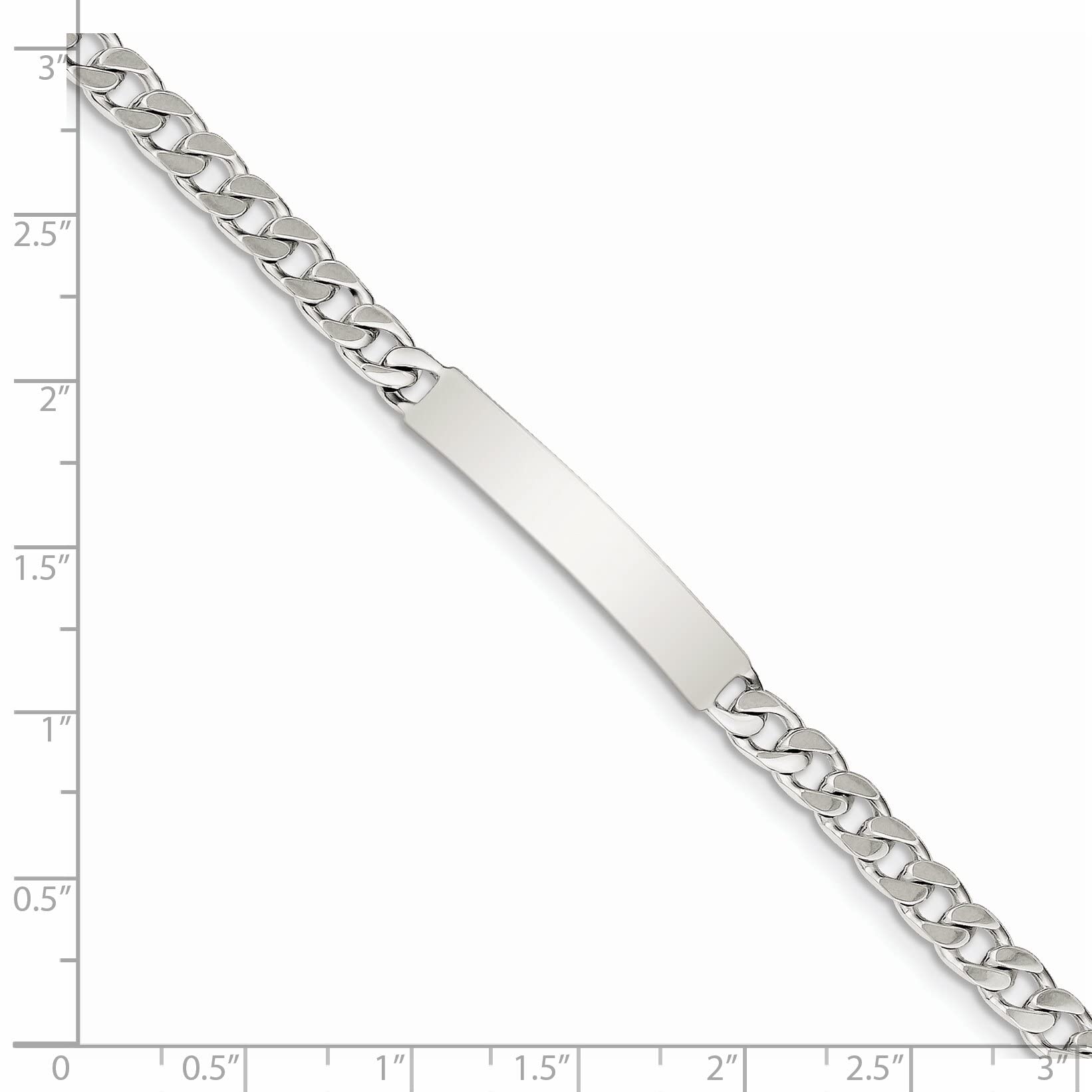 FindingKing Sterling Silver Curb ID Bracelet 8