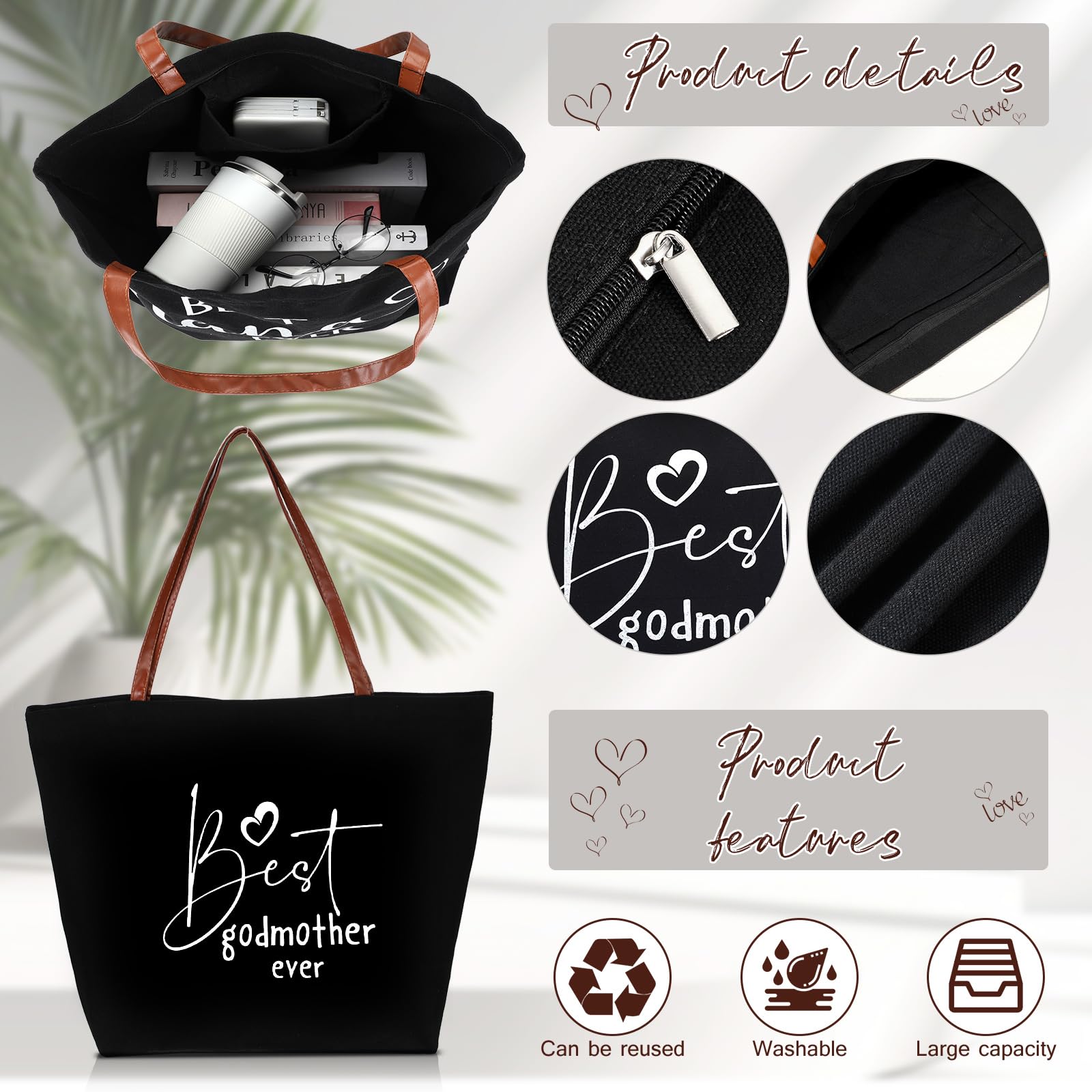 Sieral 2 Pcs Mother's Day Gifts Set - Tote Bag & Makeup Bag for Mom, Grandma, Godmother - Perfect for Birthdays, Proposals, and Daily Use