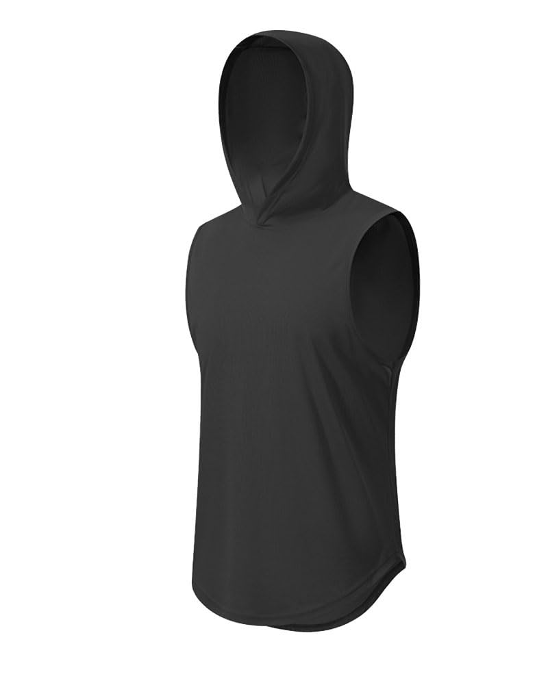 Men's Quick-Dry Sports Tank Top with Hood - Lightweight Loose Fit Basketball & Workout Shirt for Gym, Running & Outdoor Activities
