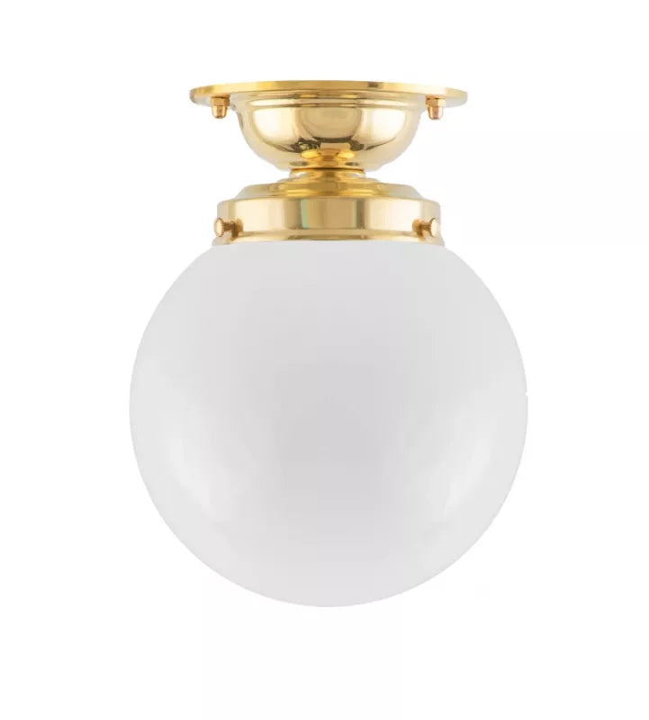 Lundkvist 80 Brass Bathroom Ceiling Light with Globe Shade - Modern Lighting Fixture for Bathroom, Powder Room & Vanity Area