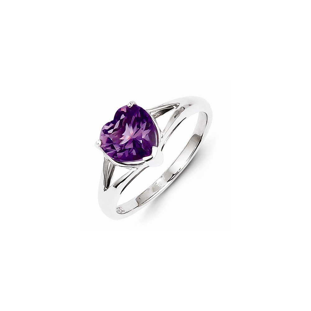 Elegant Sterling Silver Rhodium Plated Amethyst Ring - Size 7 | Perfect for Weddings, Anniversaries & Special Occasions