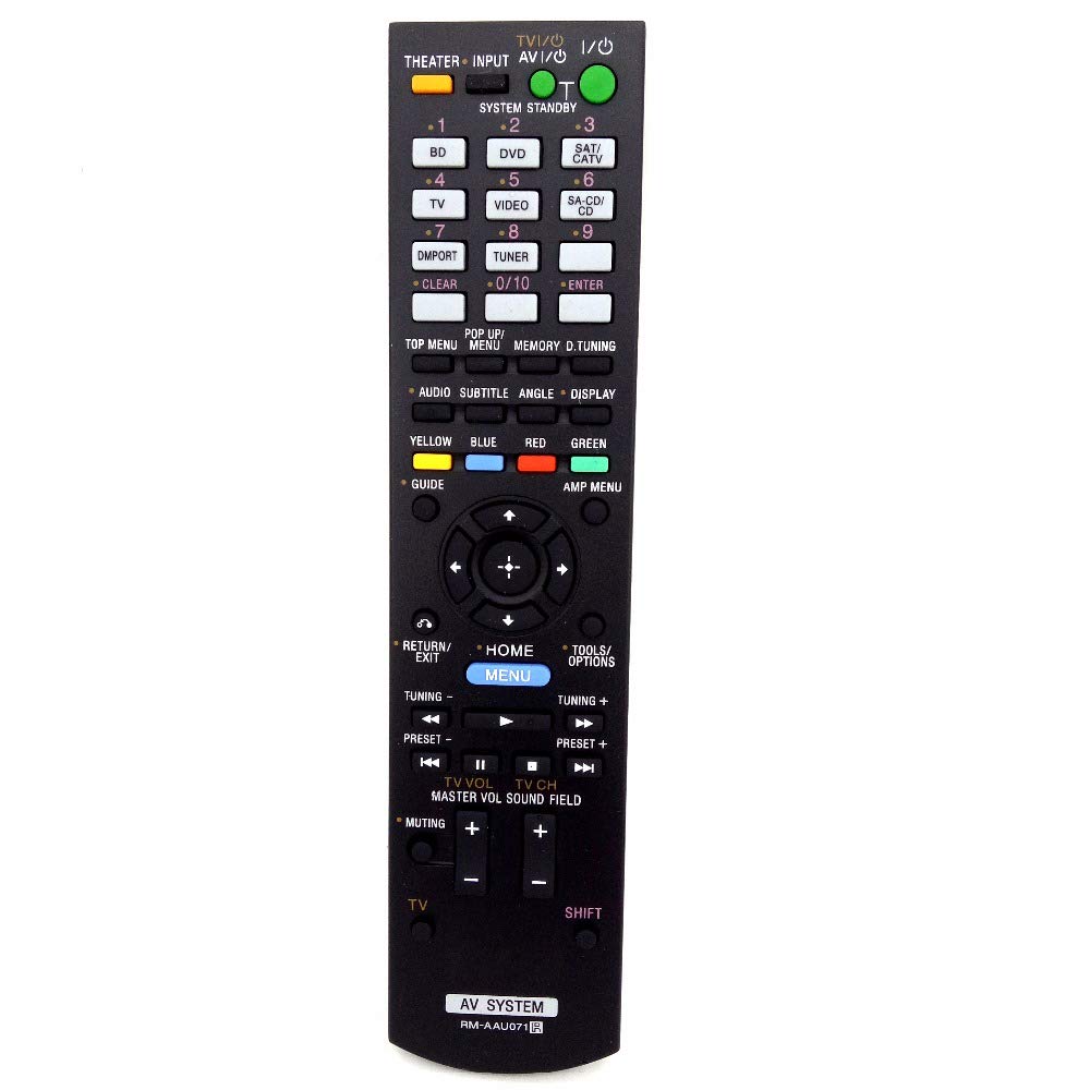 Original Sony RM-AAU071 Remote Control Replacement for HT-CT350, HT-SS370, STR-DH510 & More AV Receivers - Perfect for Home Theater System Setup & Entertainment