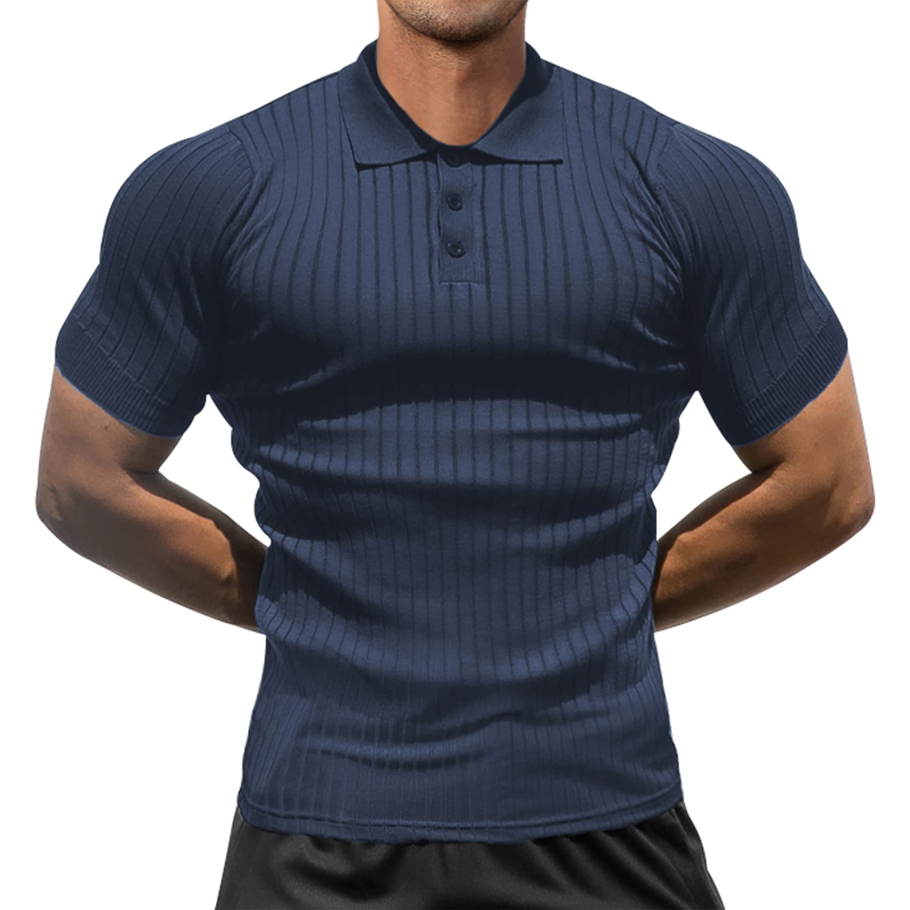 Zando Slim Fit Polo Shirts for Men - Short Sleeve Plain Classic Golf Shirt, Breathable Casual Muscle Tee for Golf, Work & Everyday Wear