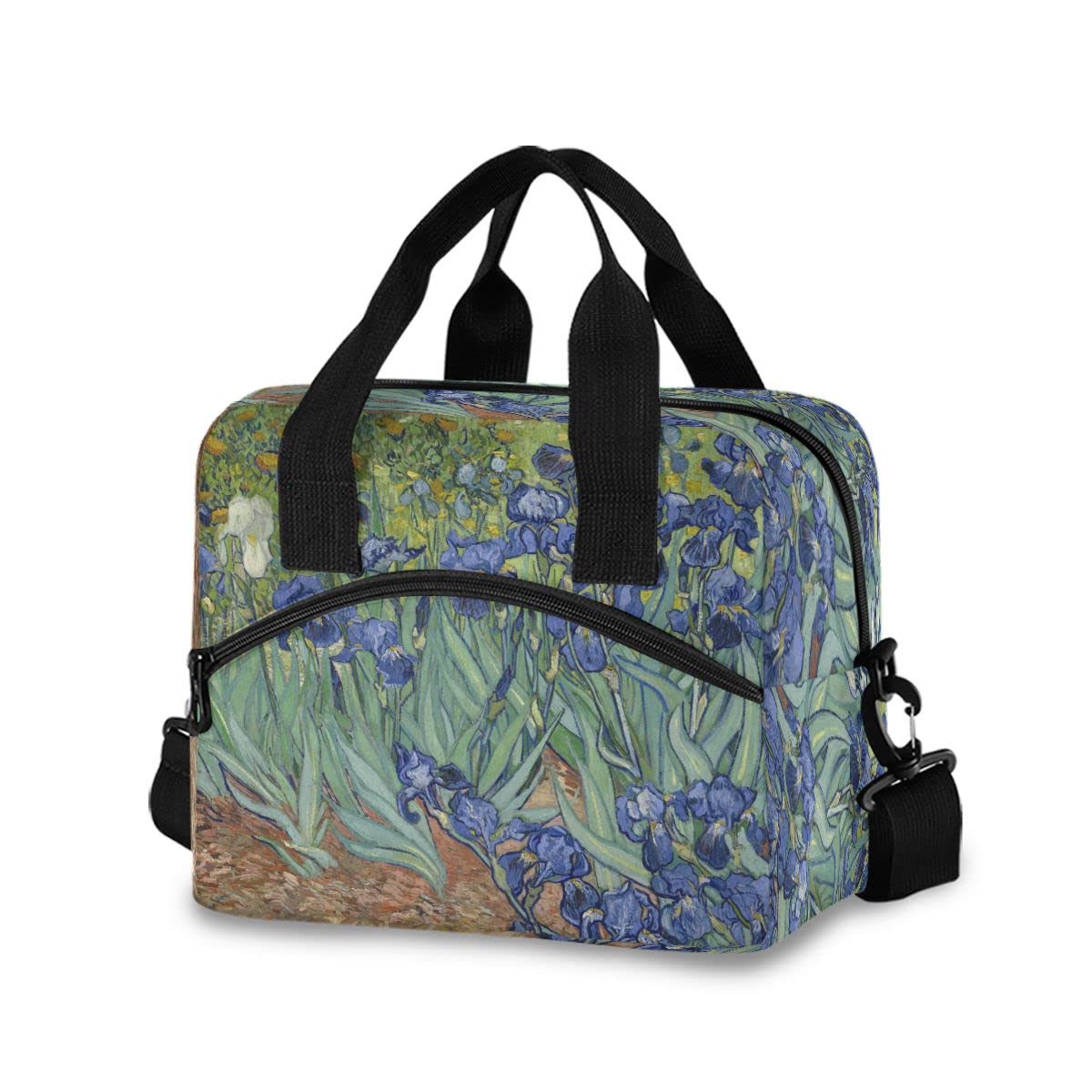Van Gogh Iris Flower Insulated Lunch Bag - Reusable Leakproof Thermal Cooler Tote with Shoulder Strap for Work, School, Picnic & Hiking | Eco-Friendly Lunch Box Container for Men & Women | Perfect for Office Meals, Outdoor Adventures & Daily Commutes
