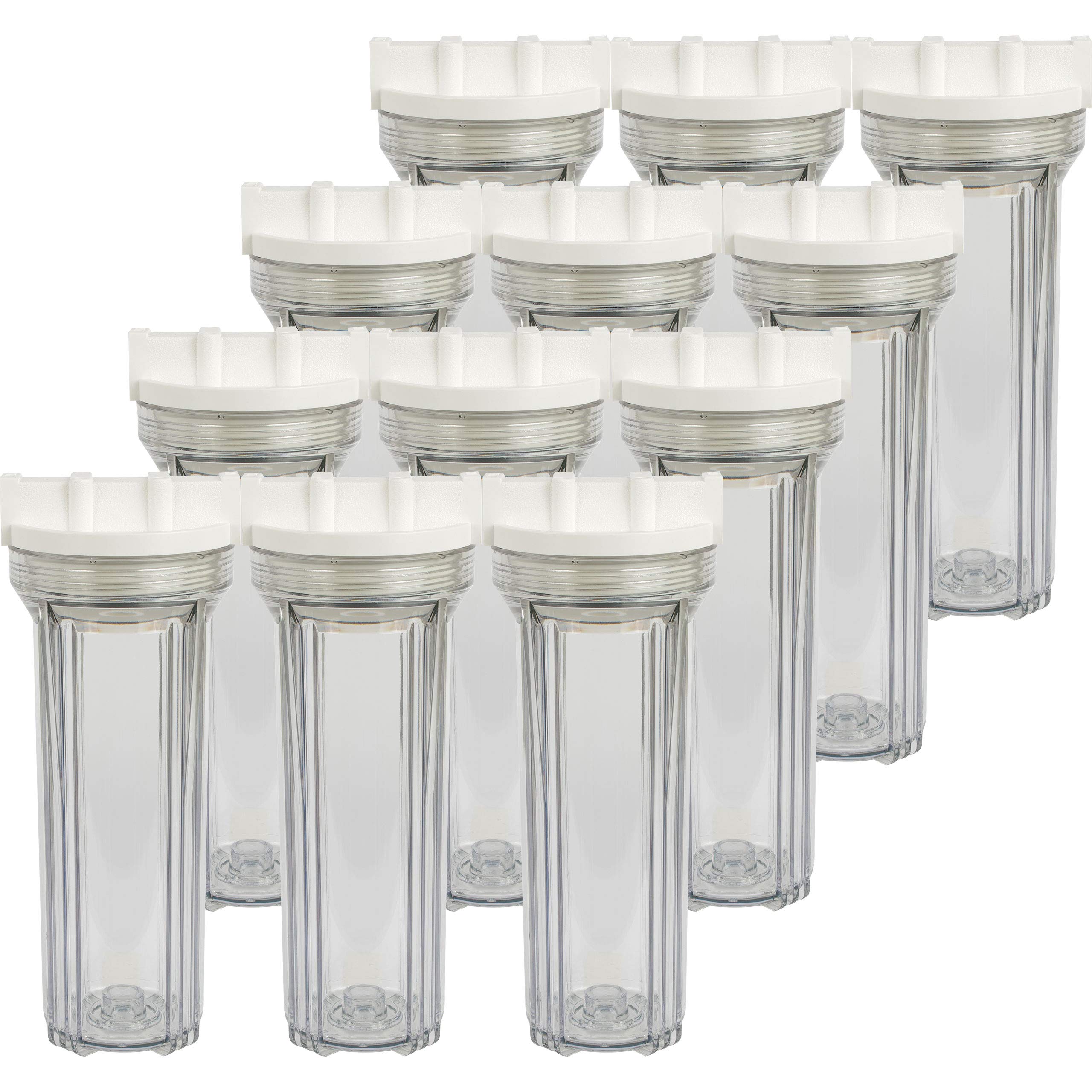 SpiroPure 10 Inch Clear Water Filter Housing - 2.5 x 10/158117 Standard Transparent Housing (Case of 12) - Perfect for Under Sink, RV & Whole House Water Filtration Systems