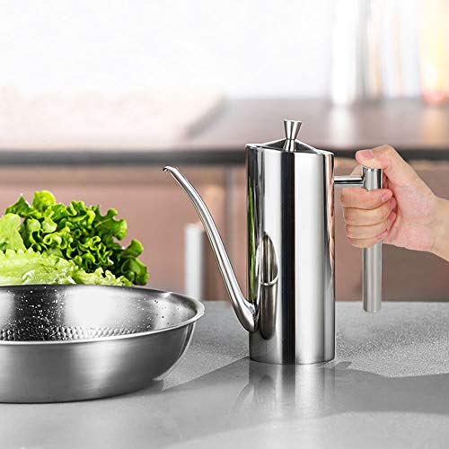 Stainless Steel Oil Dispenser Bottle - 0.5L Leakproof & Dustproof Kitchen Container for Cooking Oil, Vinegar, Soy Sauce - Perfect for Home Kitchen, BBQ, Restaurant Use