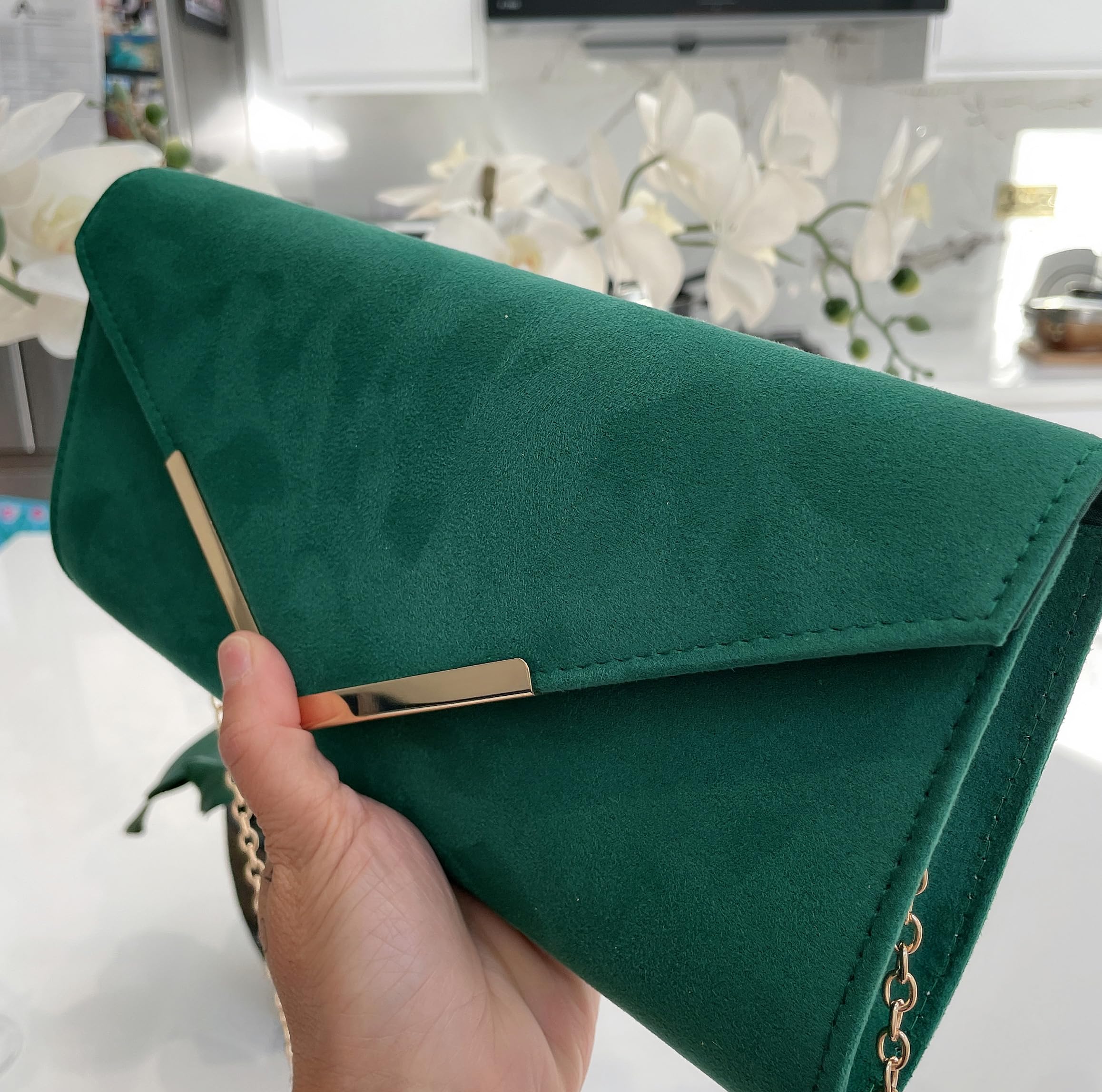 LeahWard Women's Faux Suede Clutch Bag - Elegant Flap Handbag for Wedding, Party, Evening & Prom | Perfect for Date Night, Bridal Shower & Formal Events