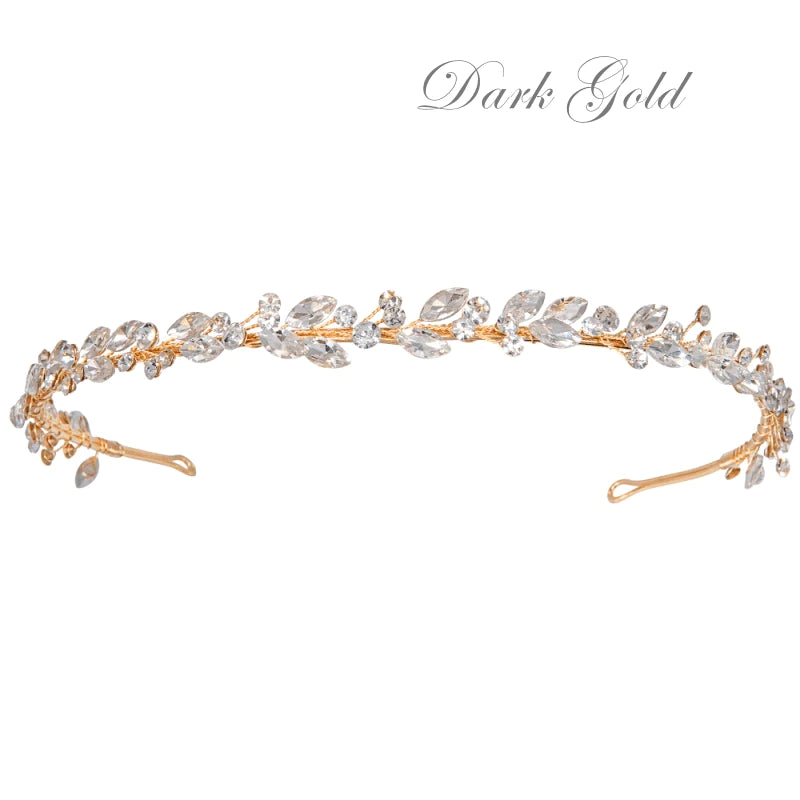 Elegant Dark Gold Crystal Bridesmaid Headband 7832 - Perfect for Weddings, Prom, and Formal Events