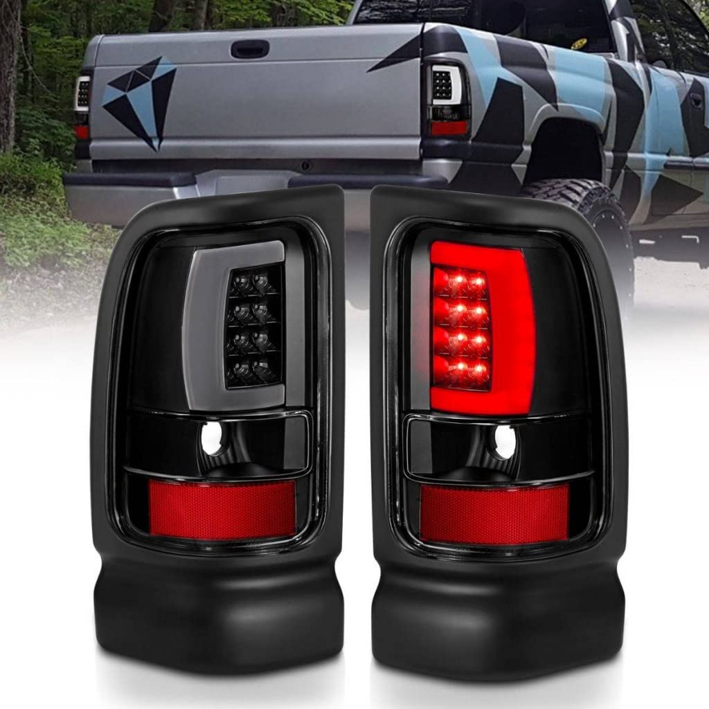 ANZO LED Tail Lights for Dodge Ram 3500 (1994-2002) - Black Plank Style with Clear Lens | Part #311339 | Upgrade for Enhanced Visibility & Style