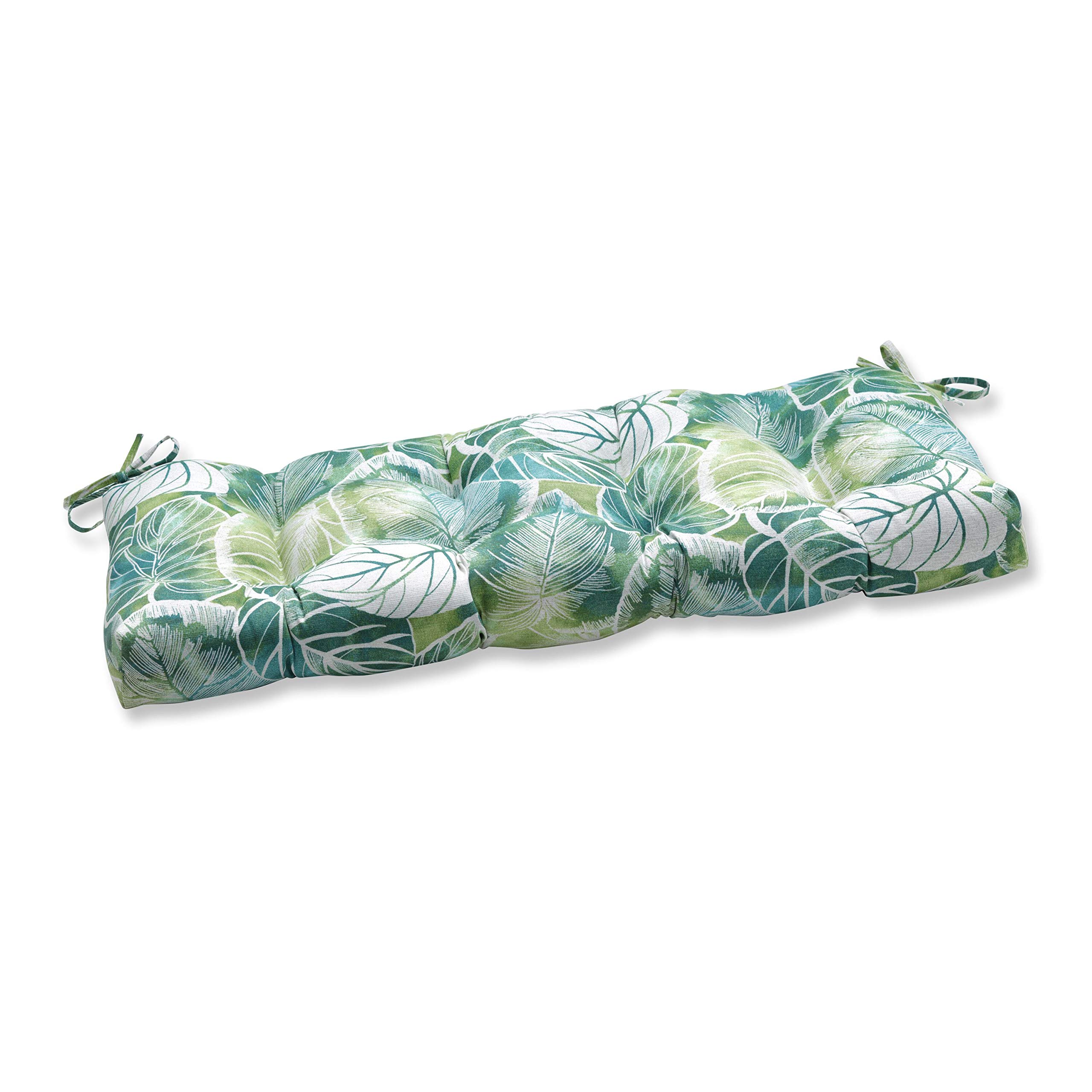 Pillow Perfect Tropic Floral Indoor/Outdoor Sofa Cushion - Weather & Fade Resistant Tufted Bench Swing Seat Cover with Ties, 18
