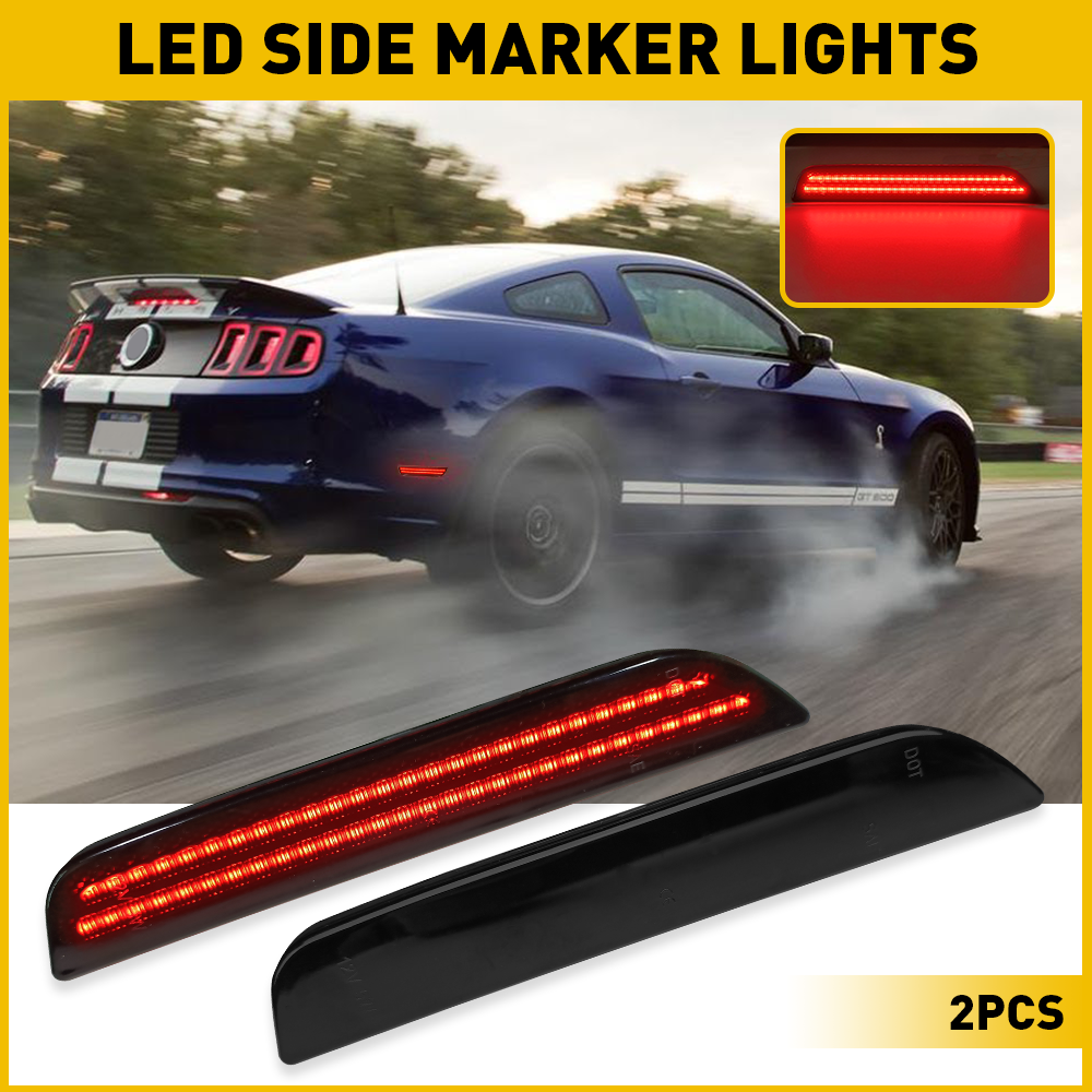 10-14 Ford Mustang Smoke Lens LED Side Marker Lights - Front & Rear for Enhanced Visibility & Style | Perfect for Night Driving & Custom Car Upgrades