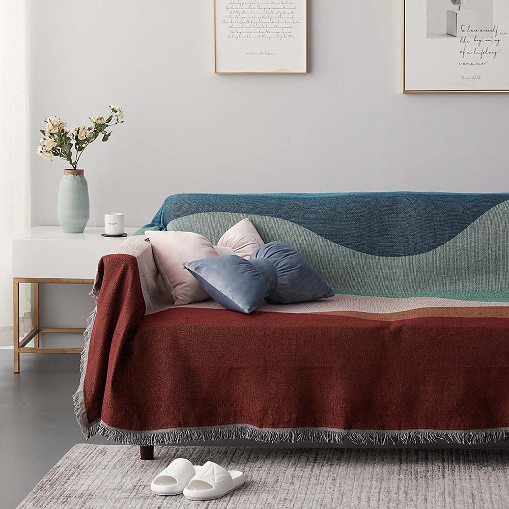 Reversible Knitted Patchwork Couch Cover - 71
