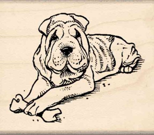 Chinese Shar-Pei Dog Rubber Stamp for Scrapbooking, Card Making & DIY Crafts - Handmade Impression Stamps for Paper Crafts, Invitations & Journals