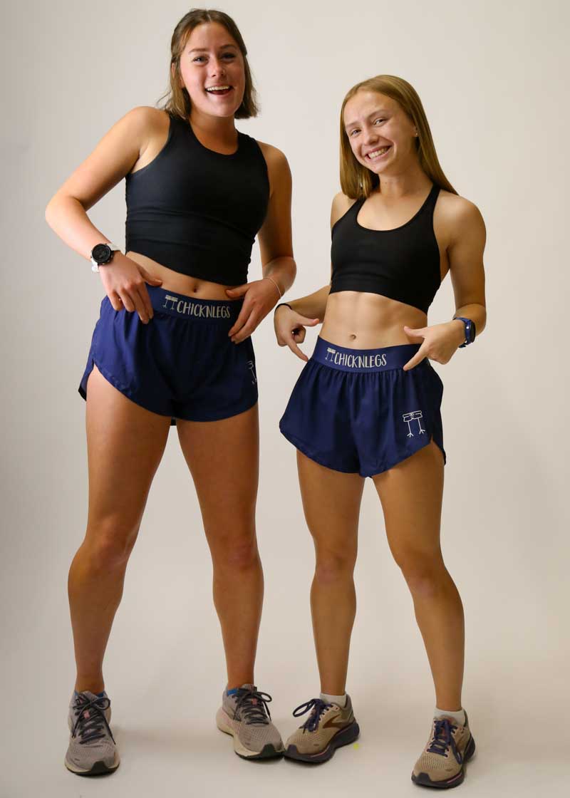 Women's Navy Blue 1.5 Inch Split Running Shorts - High Waist Athletic Shorts for Workout, Yoga & Gym - Breathable Comfort for Women's Activewear