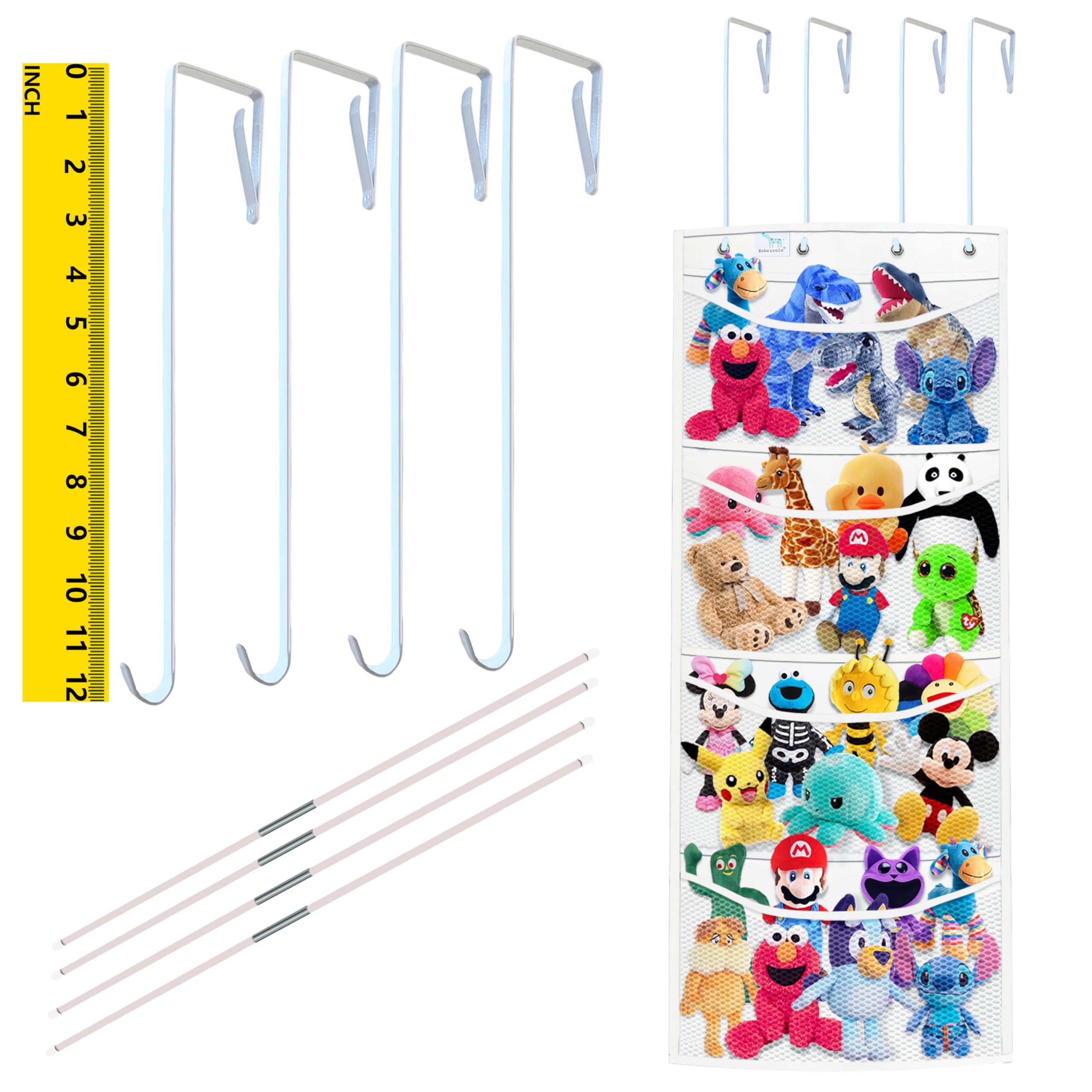 Soft Stuffed Animal Storage Organizer - Large Capacity Toy Organizer for Kids Room, Better Than Ceiling Hammocks & Over-Door Solutions - White | Perfect for Nursery, Playroom & Bedroom Organization