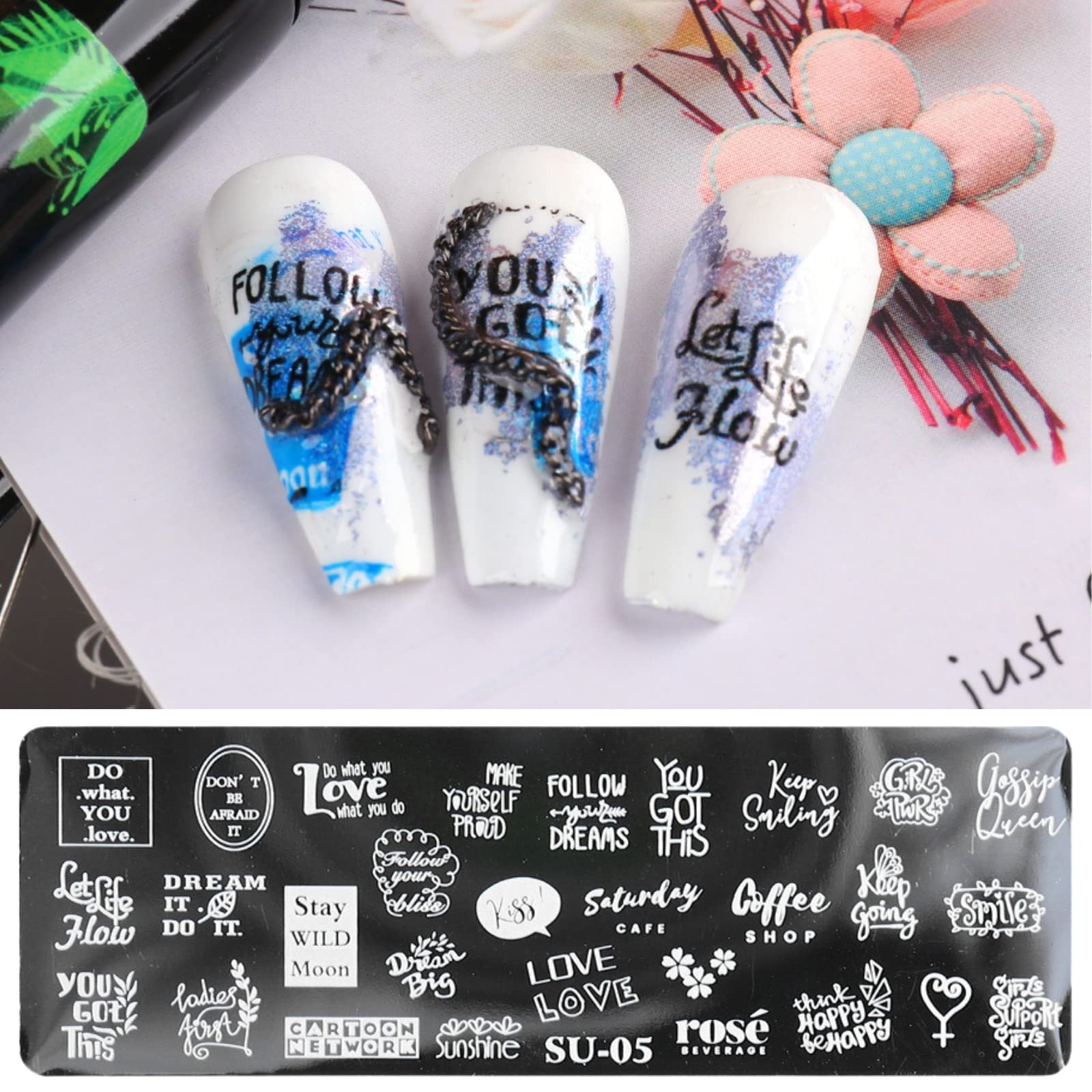 Coconut Nail Art Stamping Plates - 8 Sheet Set with Geometric Flower & Leaf Designs for Summer & Spring Manicures | DIY Nail Stamping Templates for Professional Salon-Quality Nail Art at Home | Perfect for Parties, Weddings, and Special Occasions