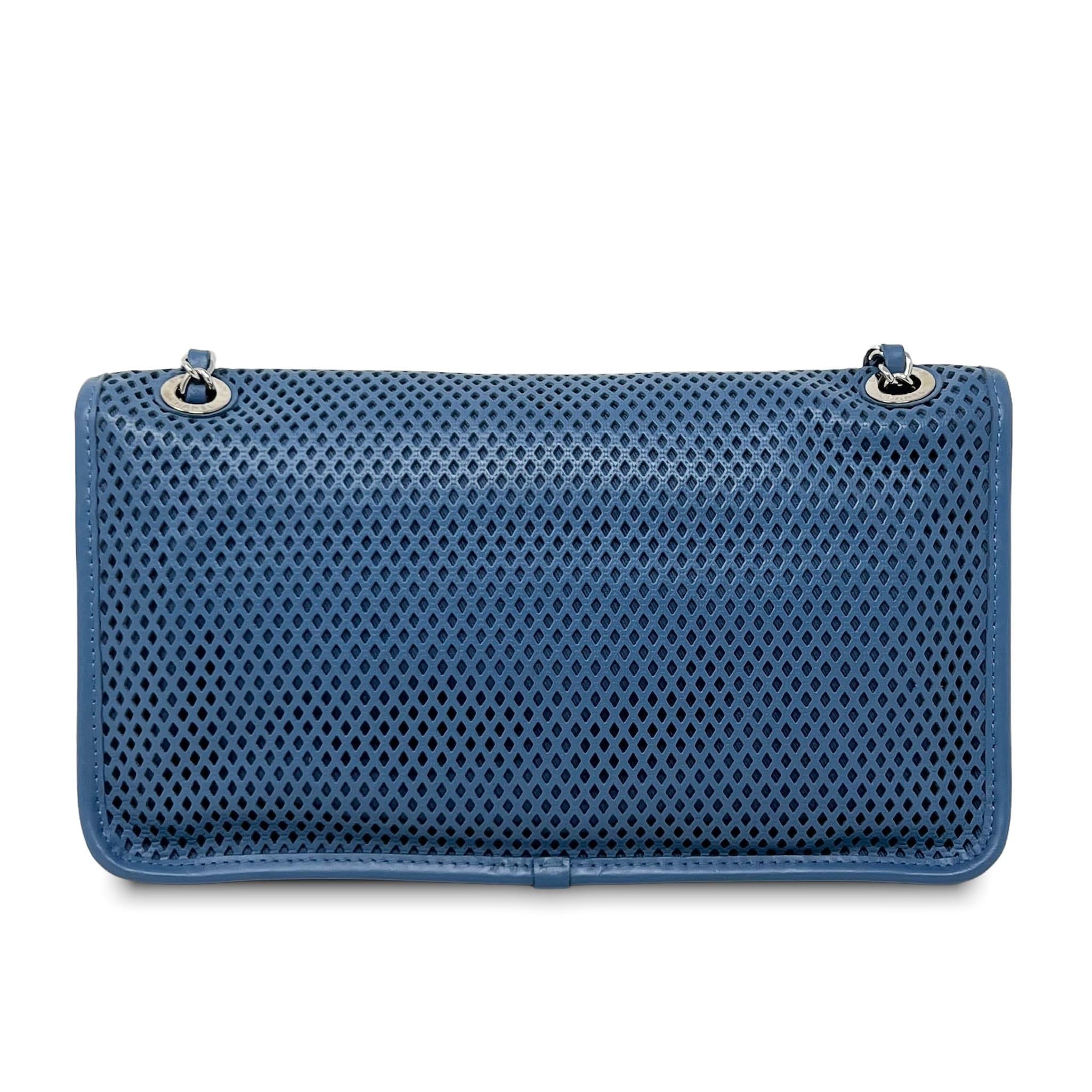 Chanel Blue Perforated French Riviera Quilted Leather Flap Bag - Luxury Crossbody Purse for Women, Perfect for Beach Vacations & Summer Outings