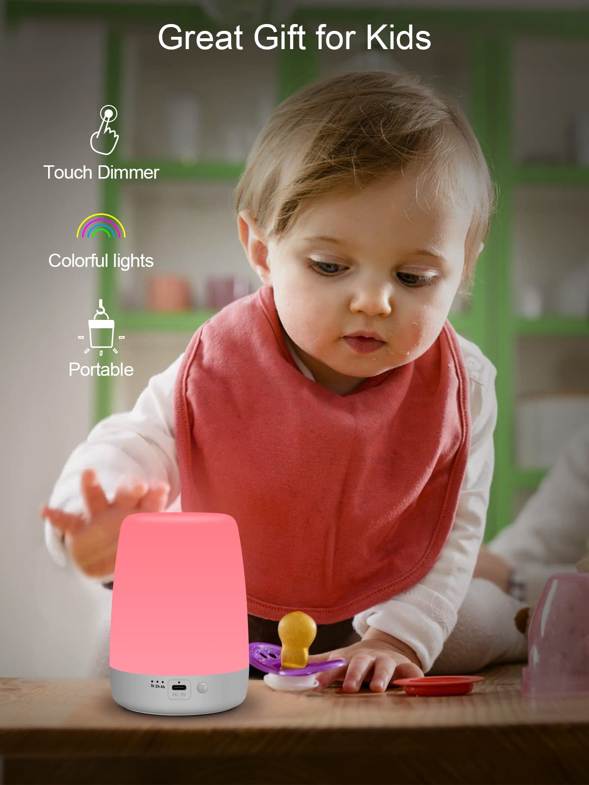 Rechargeable Baby Night Light for Kids Nursery - Portable Touch Night Lamp with 3 Timers & 200H Battery Life - Soft Warm Light for Breastfeeding, Newborn Care, Bedroom, Nursery & Travel Use