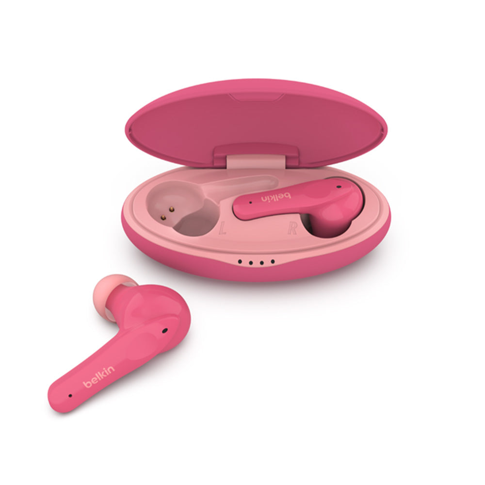 Belkin SoundForm Nano True Wireless Earbuds for Kids - Pink | Bluetooth Kids Headphones with Safe Volume, Secure Fit & Long Battery Life - Perfect for School, Travel & Playtime