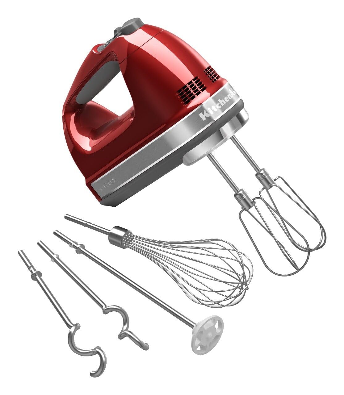 KitchenAid 9-Speed Digital Hand Mixer with Turbo Beater II & Pro Whisk - Candy Apple Red | Electric Handheld Mixer for Baking, Whipping Cream, Mixing Cake Batter & Cookie Dough | Perfect for Home Bakers & Professional Chefs