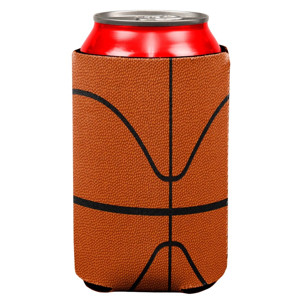 Old Glory Basketball Themed Can Cooler - Patriotic Insulated Beer Soda Can Holder - Perfect for BBQs, Tailgating & Game Day Parties