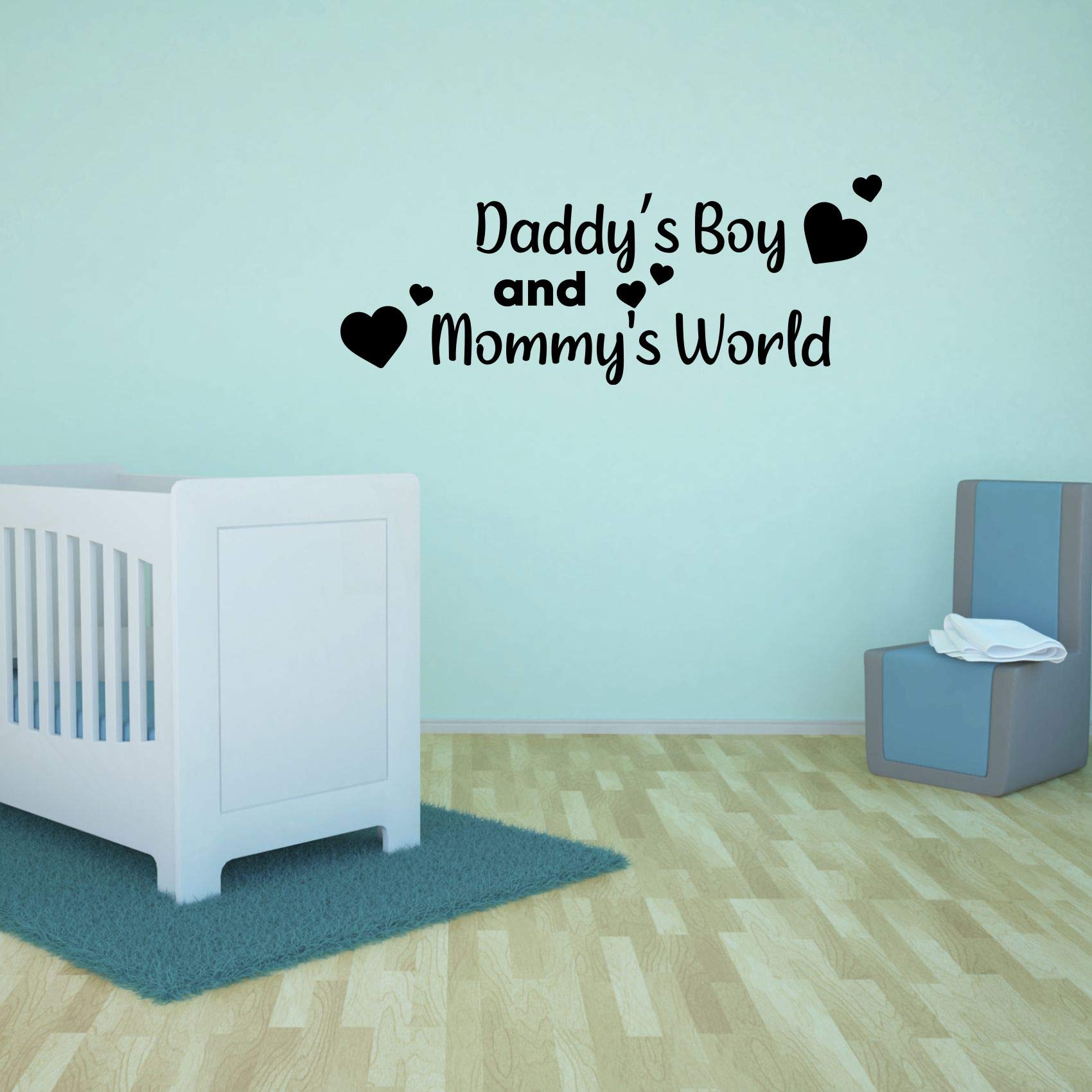 Daddy's Boy Mommy Hearts Vinyl Wall Decals - 6x10 Inch Nursery Room Decor, Baby Quote Stickers for Girls & Boys Bedroom, Kindergarten, Home Decor | Perfect for Newborn Gifts & Nursery Wall Art