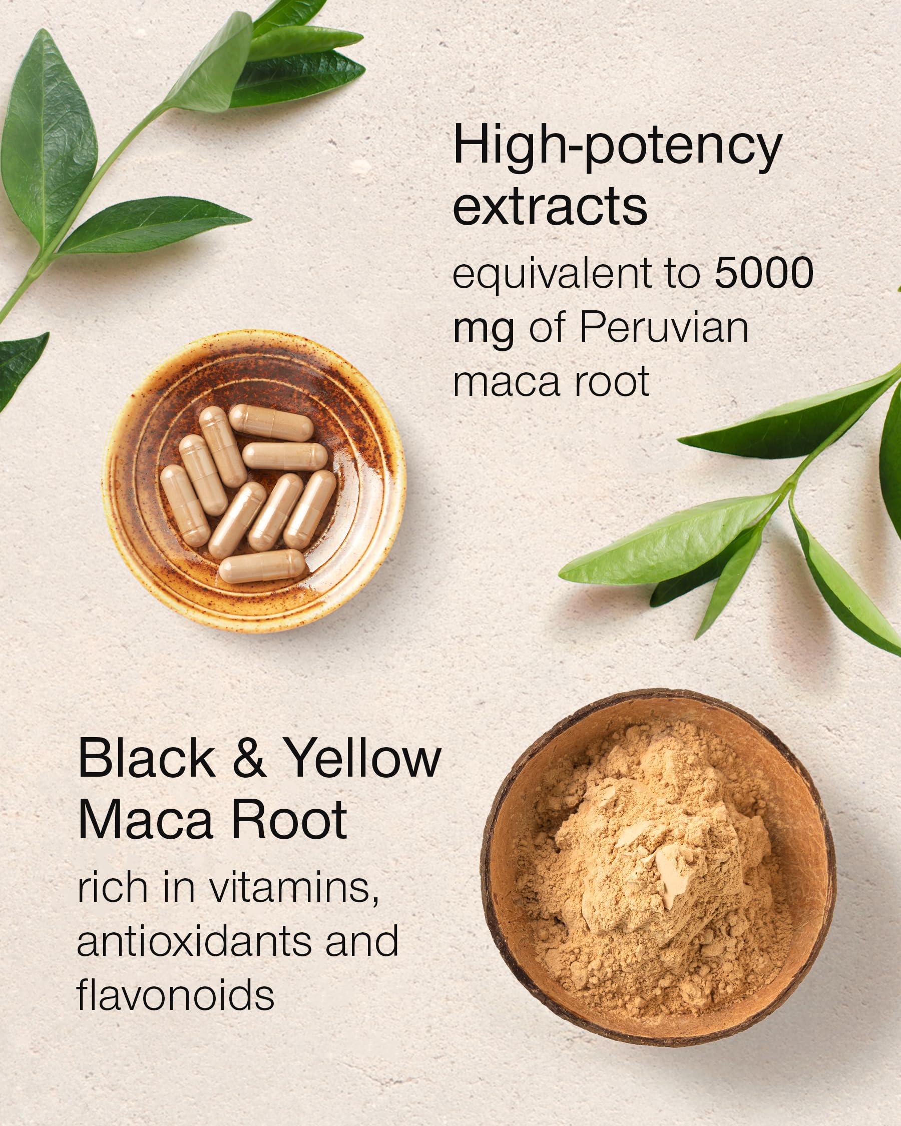 5000mg Maca Root Capsules for Women & Men - High Potency Herbal Supplement with Black & Yellow Maca Powder Extract - 90 Tablets - British Made Energy & Vitality Booster for Workout, Stress Relief & Hormonal Balance