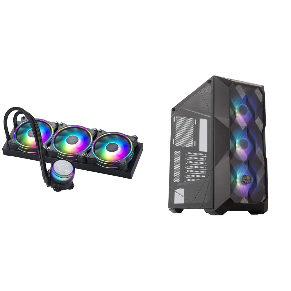 Cooler Master MasterLiquid ML360 Illusion RGB AIO Liquid CPU Cooler 360mm - High Performance Closed Loop Water Cooling System for PC Gaming & Overclocking | MasterBox TD500 Mesh ATX Mid Tower Case with Polygonal Front Panel - Perfect for Gaming Rigs & Workstation Builds