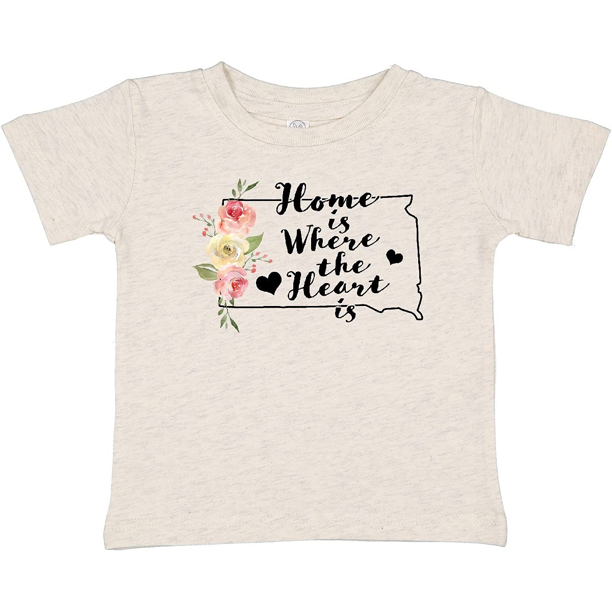Inktastic South Dakota Home is Where The Heart is Watercolor Baby T-Shirt - Soft Cotton Infant Tee for Boys & Girls, Cute State Pride Gift for Newborns & Toddlers - Perfect for Family Photos, Birthday Parties & Everyday Wear