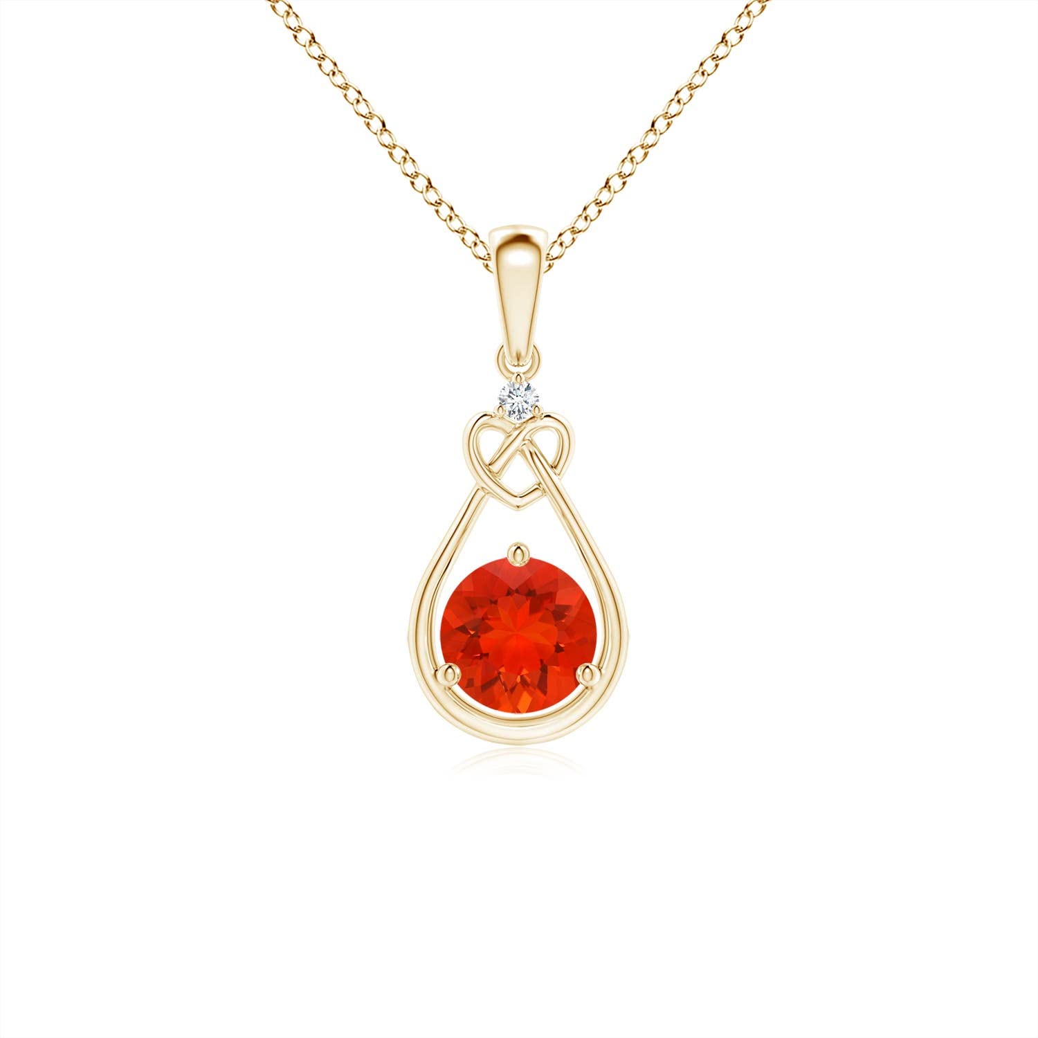 Natural Fire Opal Heart Pendant Necklace for Women - 14K Gold/Platinum/Sterling Silver Solitaire Jewelry | October Birthstone Gift for Her | Birthday, Anniversary, Valentine's Day Present | Elegant Everyday Wear & Special Occasions