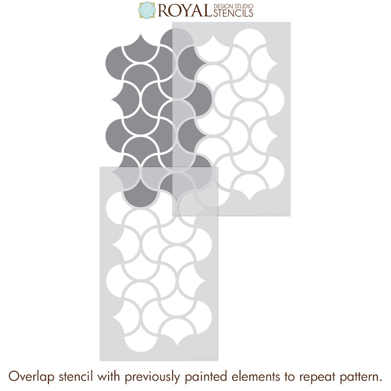 Osaka Scallops Allover Wall Stencil - DIY Home Decor Stencil for Painting Patterns on Walls, Furniture, and Floors | Perfect for Bedroom, Living Room, and Nursery Decoration