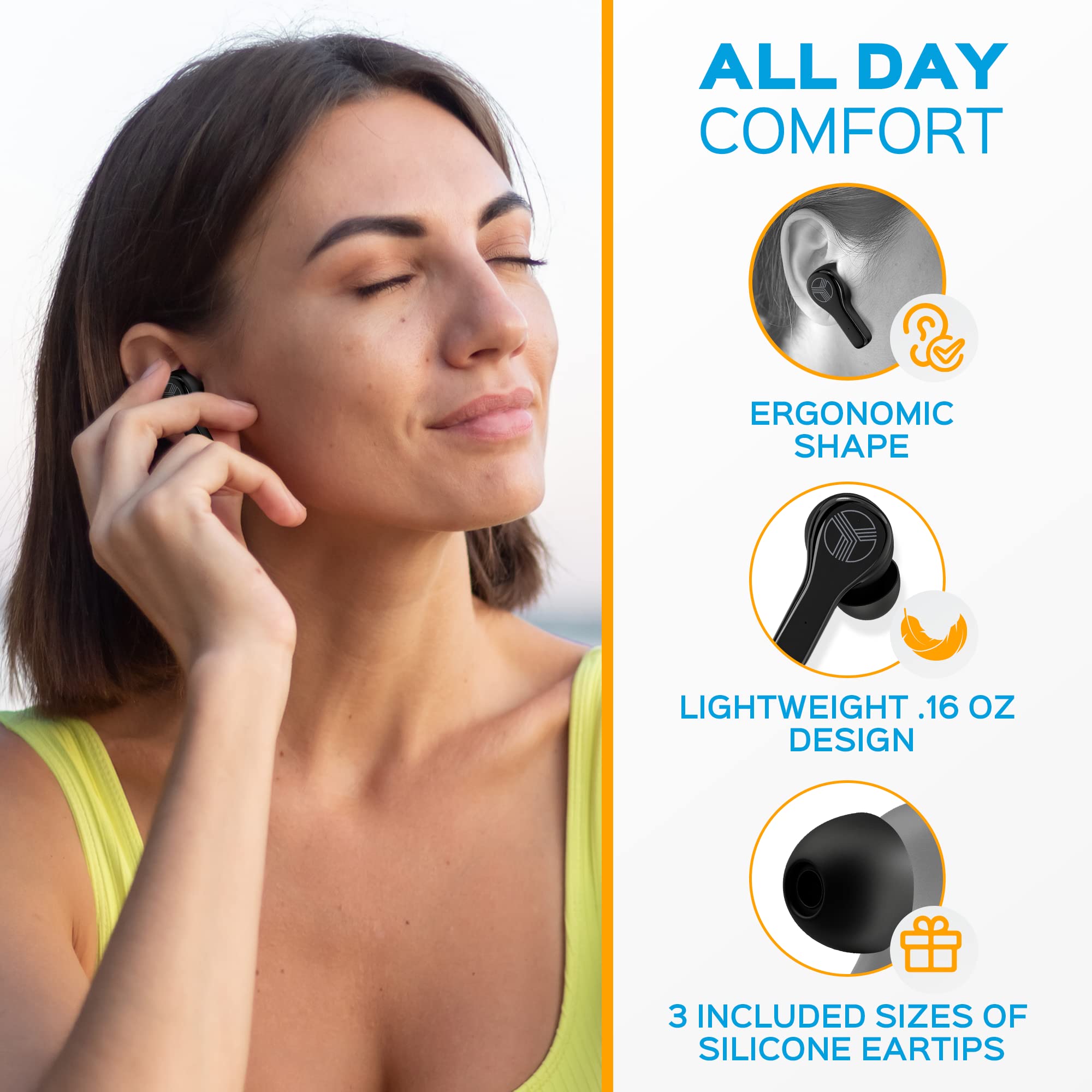 TREBLAB WX8 Wireless Earbuds - IPX8 Waterproof Bluetooth 5.1 Headphones with 28H Playtime, Touch Control & Noise Isolation, Wireless Charging Case & USB-C Port (Renewed) - Perfect for Gym, Running, Travel & Workouts
