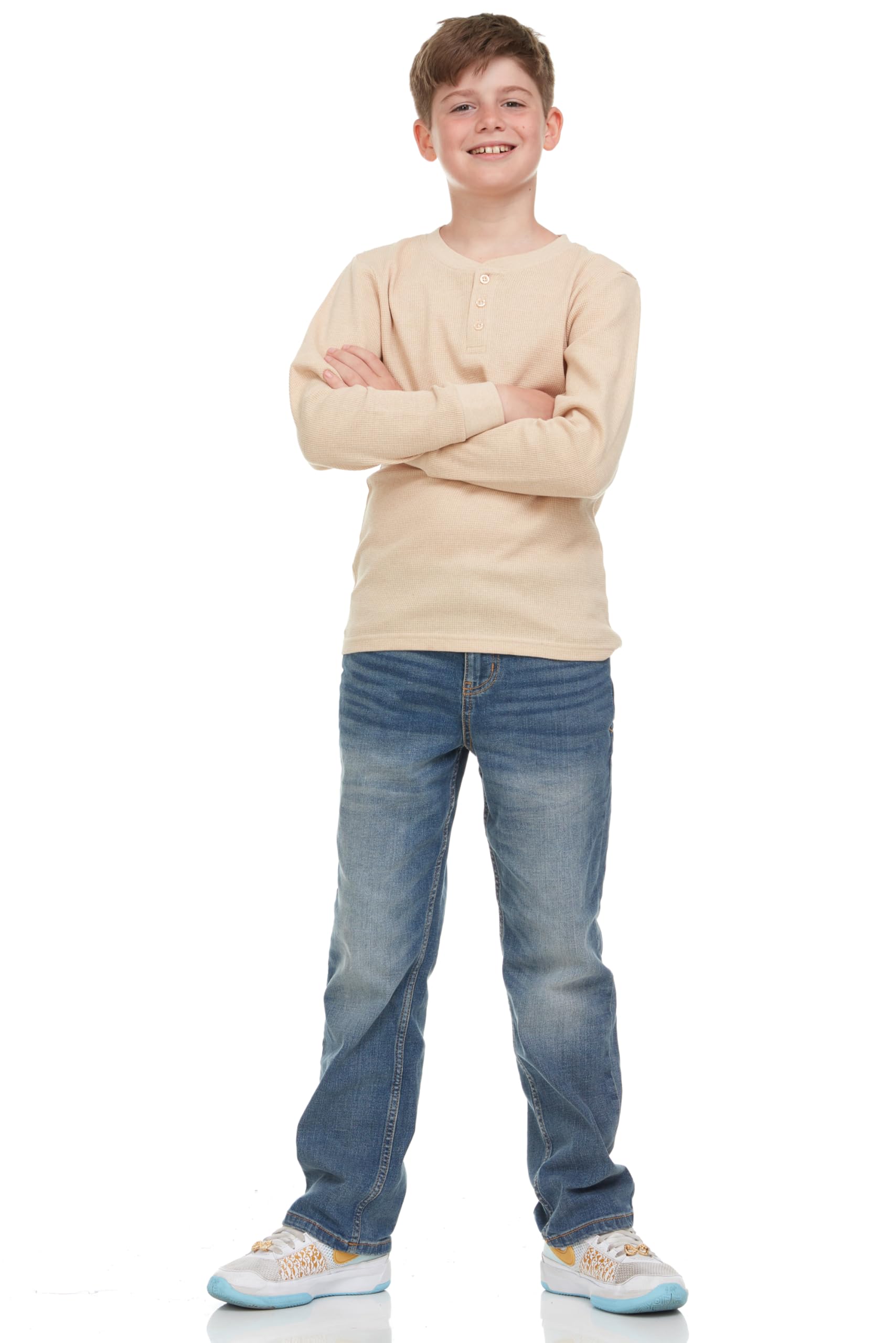 Boys' 2-Pack Thermal Henley Shirts | Warm & Breathable Long Sleeve Tops for Kids Ages 4-18 | Perfect for School, Outdoor Play & Winter Activities