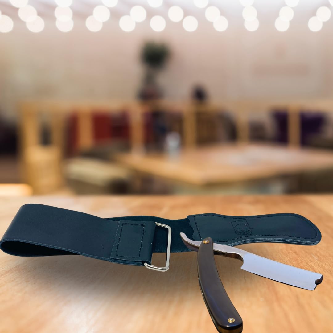 Premium Leather Strop for Sharpening Straight Razors, Kitchen Knives & Hunting Blades - G.B.S Professional Honing Tool for Barbers, Chefs & Outdoorsmen (Black) - Perfect for Home Grooming, Culinary Prep & Outdoor Adventures