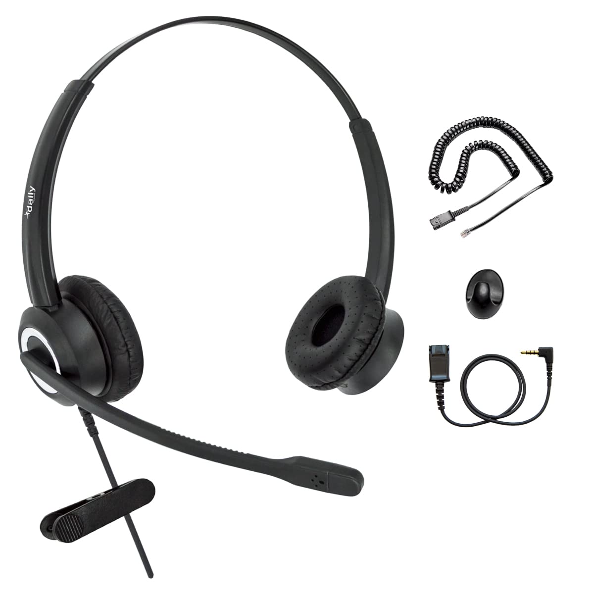 Professional Noise Cancelling Headphones with HD Voice - Compatible with Grandstream, Yealink, Snom Phones - Includes RJ9 & 3.5mm (CTIA) Adapter (Binaural) - Perfect for Call Centers, Office Communications & Remote Work