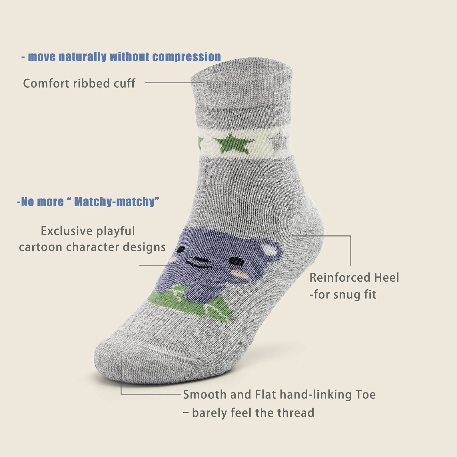Boys Winter Socks 6 Pack - Warm Thermal Crew Socks for Kids Outdoor Play