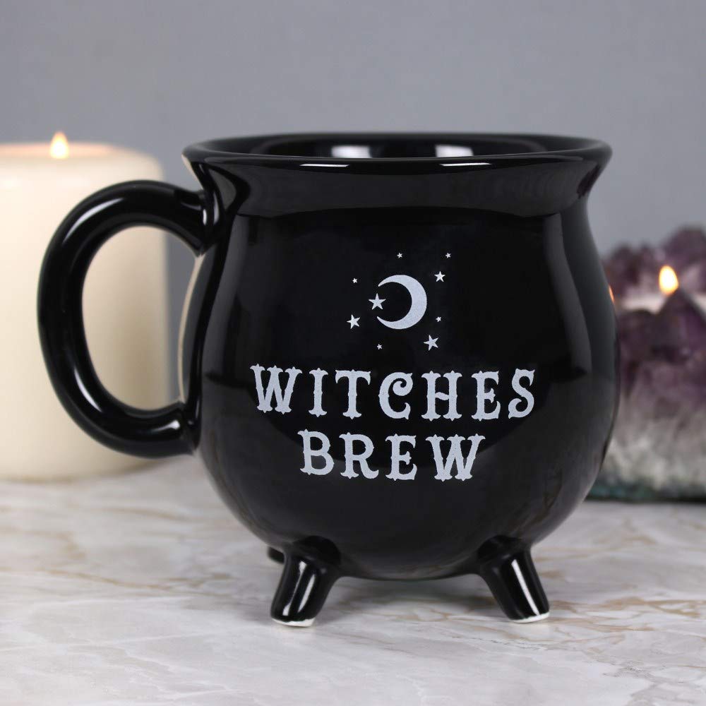 Witches Brew Black Ceramic Cauldron Mug | Halloween Coffee Cup | Gothic Witch Cauldron for Tea, Hot Chocolate & Spooky Decor | Perfect for Halloween Parties, Witch-Themed Events & Cozy Autumn Drinks