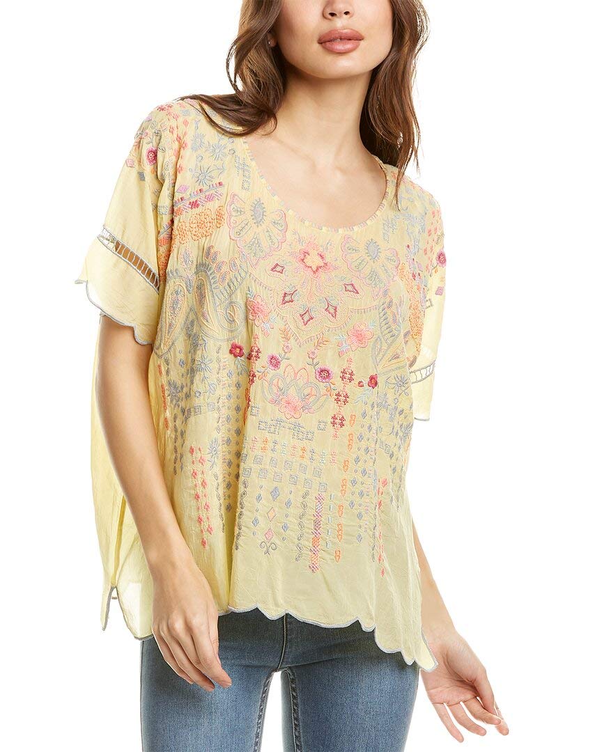 Johnny Was Women's Bohemian Floral Print Blouse - Elegant Long Sleeve Tunic Top for Casual Wear, Office, and Special Occasions