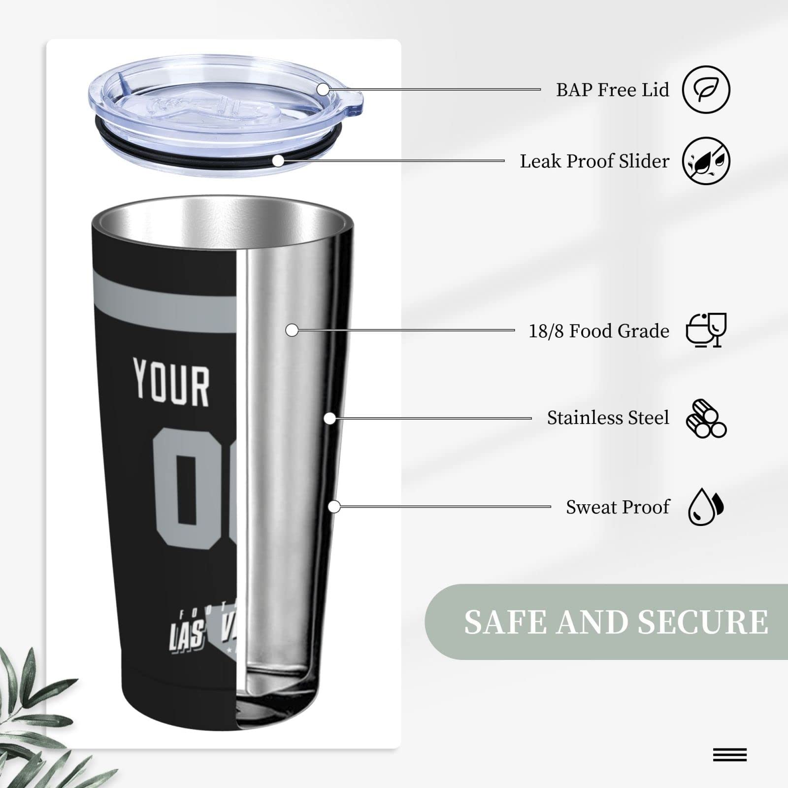 ANTKING Las Vegas Cup 20 oz Insulated Tumbler with Straw - Custom Name & Number Engraving, Personalized Stainless Steel Travel Mug - Perfect Gift for Men, Dad, Husband | Great for Coffee, Iced Drinks & Outdoor Activities