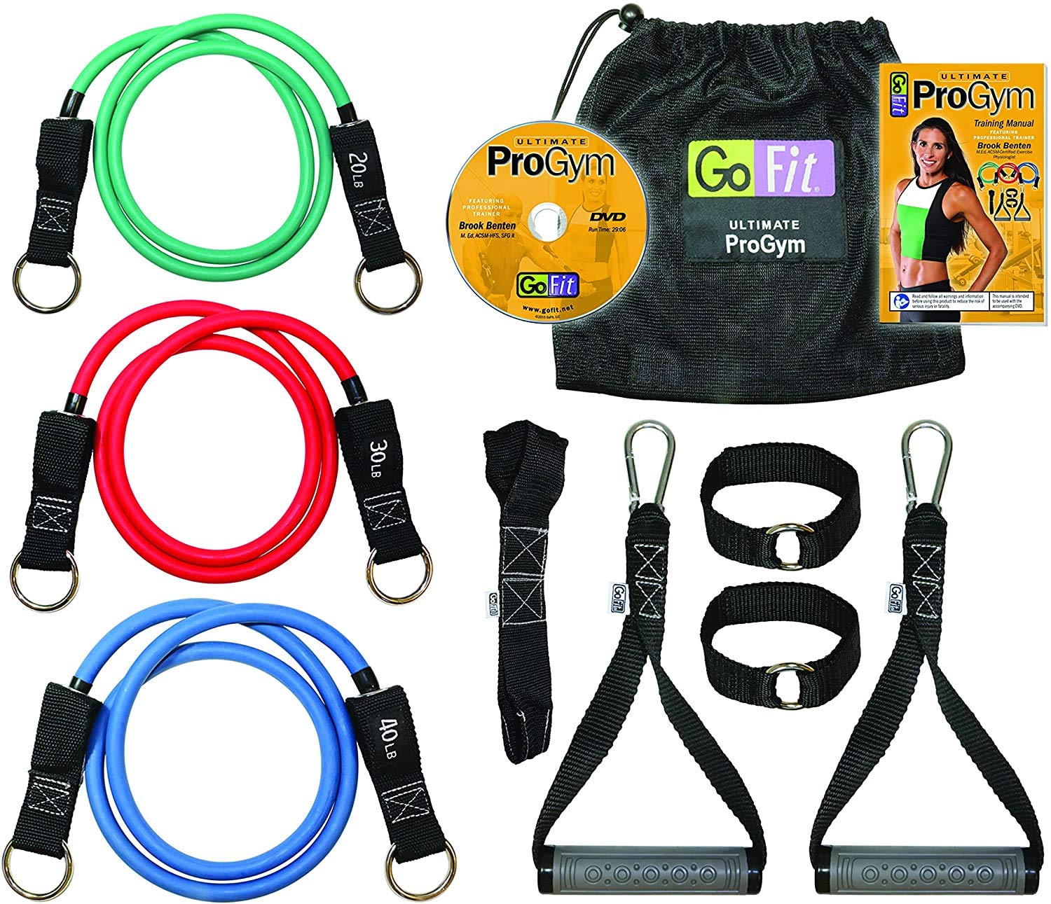 GoFit Ultimate ProGym Portable Home Gym System - Adjustable Resistance Bands for Full Body Workout, Strength Training & Toning (Multicolor, One Size) - Perfect for Home Fitness, Travel & Small Spaces