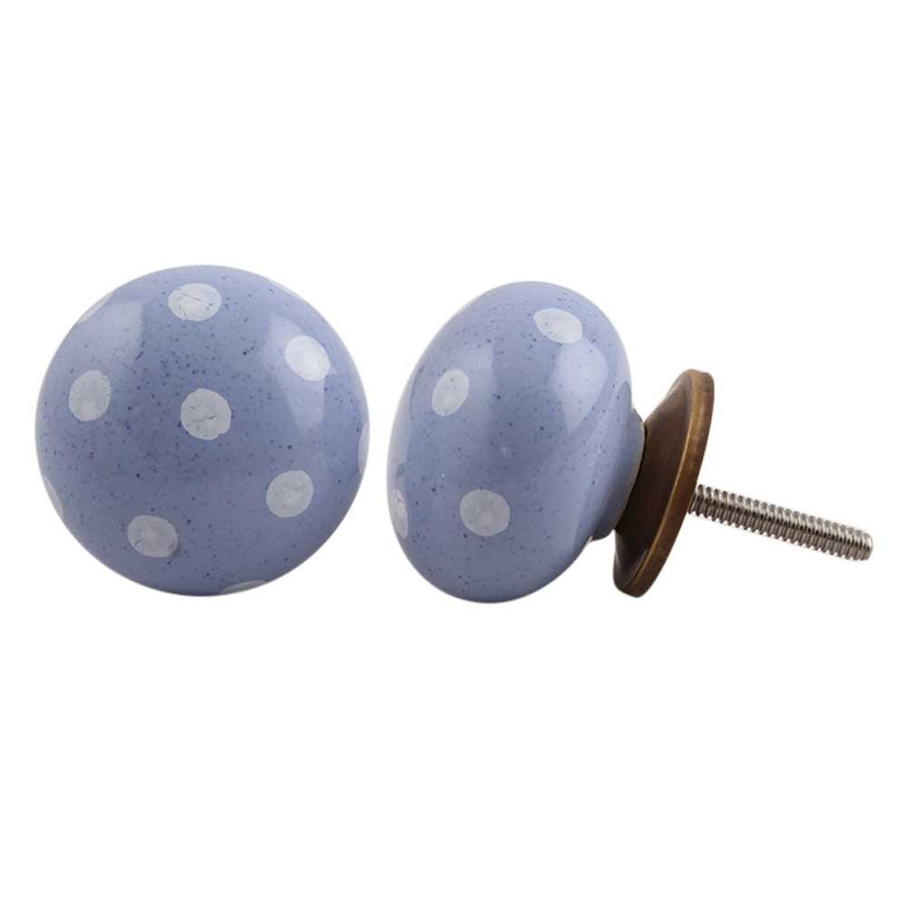 Premium Blue Polka Dot Ceramic Drawer Knobs - 12 Pcs for Kitchen Cabinets & Dressers