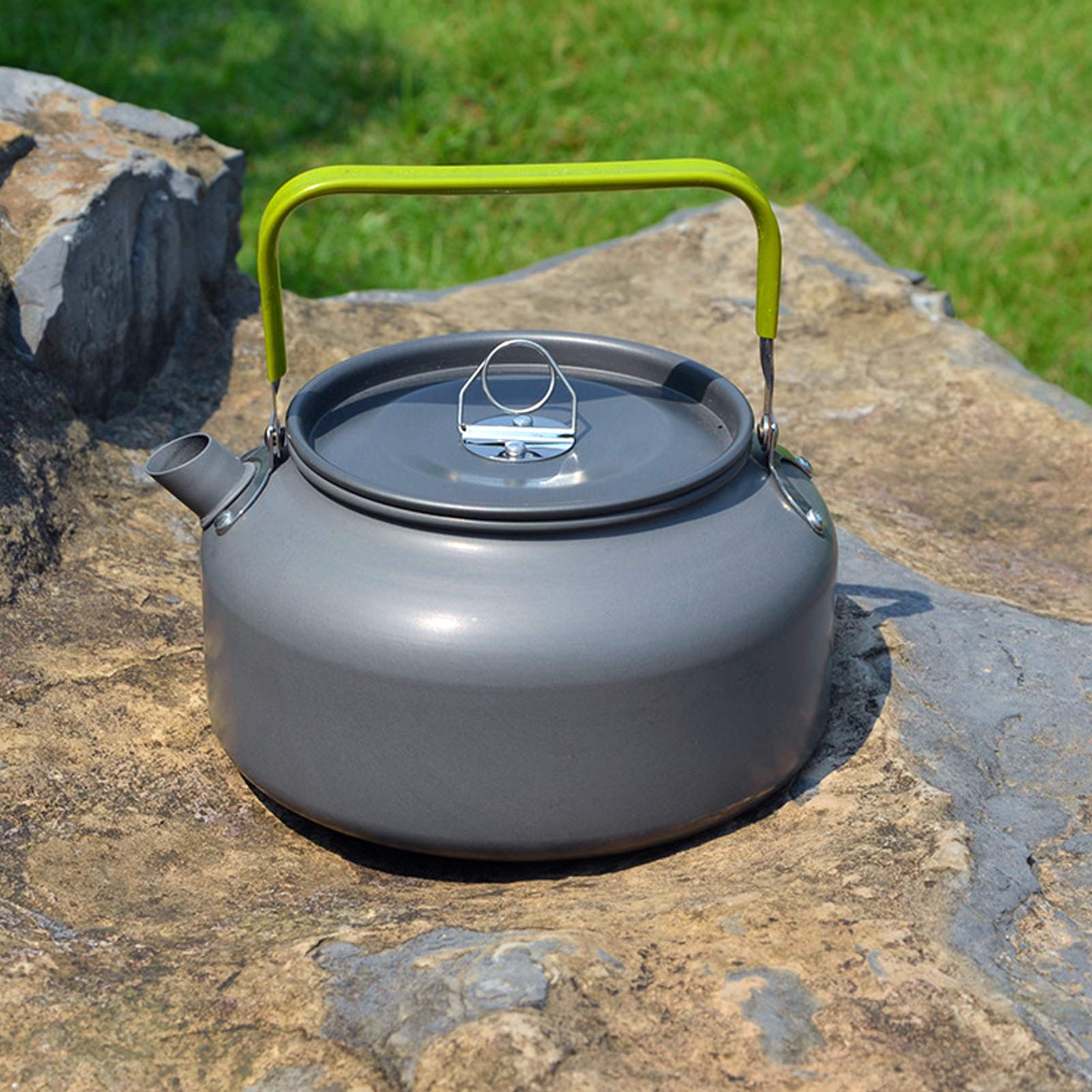1.2L Aluminum Alloy Portable Camping Kettle - Lightweight Stovetop & BBQ Water Pot with Carry Bag for Hiking, Backpacking & Outdoor Adventures
