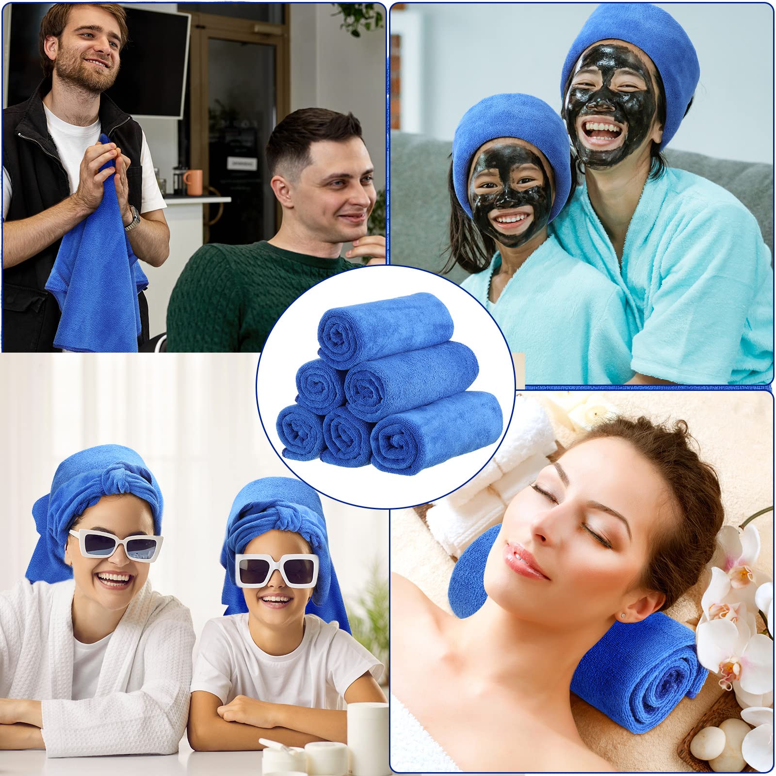 72 Pack Salon Towels Bulk - 18x30 Inch Microfiber Bleach Proof Hair Towels for Barber, Spa & Gym - Super Absorbent, Lint Free, Quick Dry Hand Towels - Perfect for Hair Styling, Shaving & Bath Use (Blue)