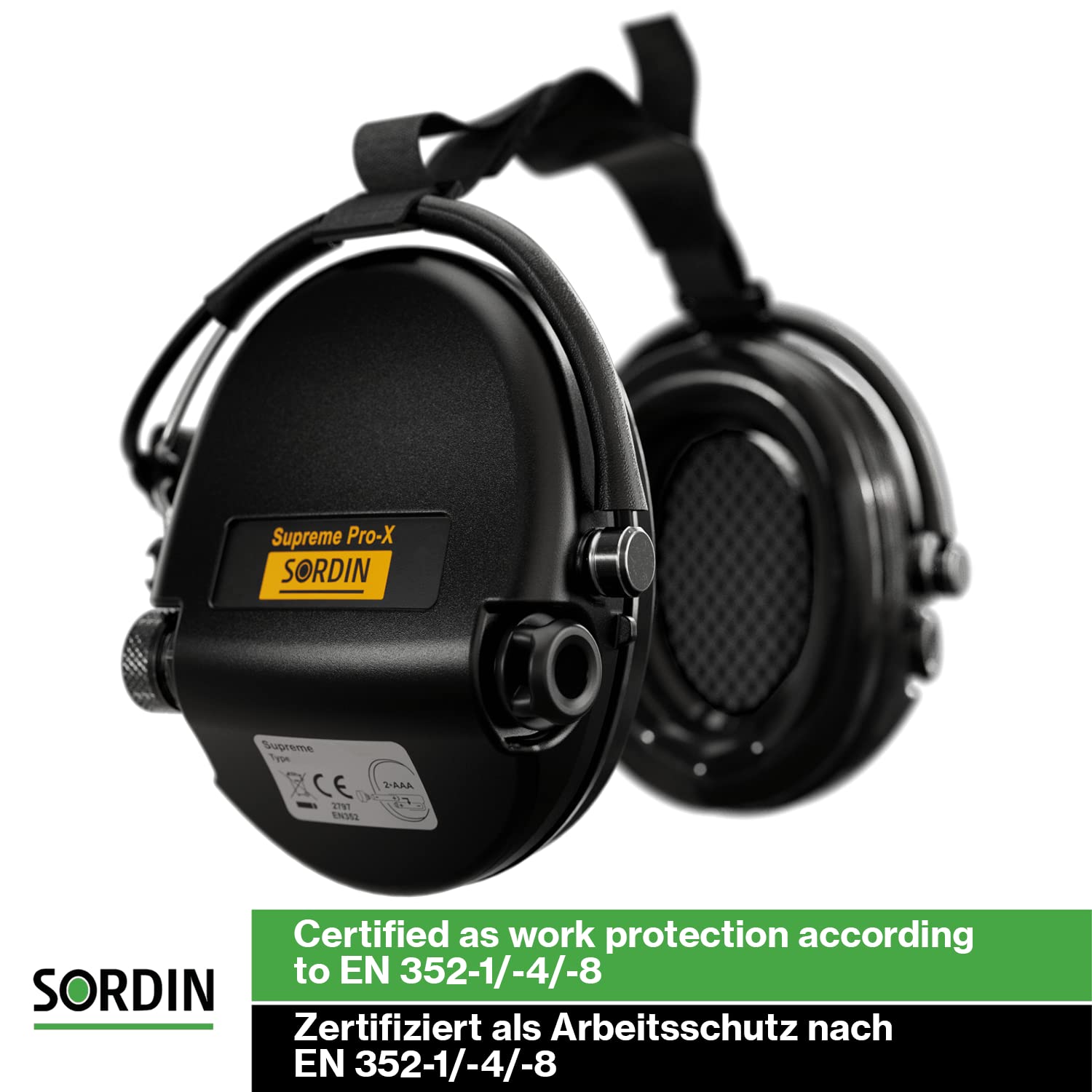 Sordin Supreme Pro-X Electronic Ear Muffs for Hunting & Shooting - Active Noise Cancelling Hearing Protection with Neckband & Gel Cushions - Perfect for Range Shooting, Hunting, and Outdoor Sports Activities