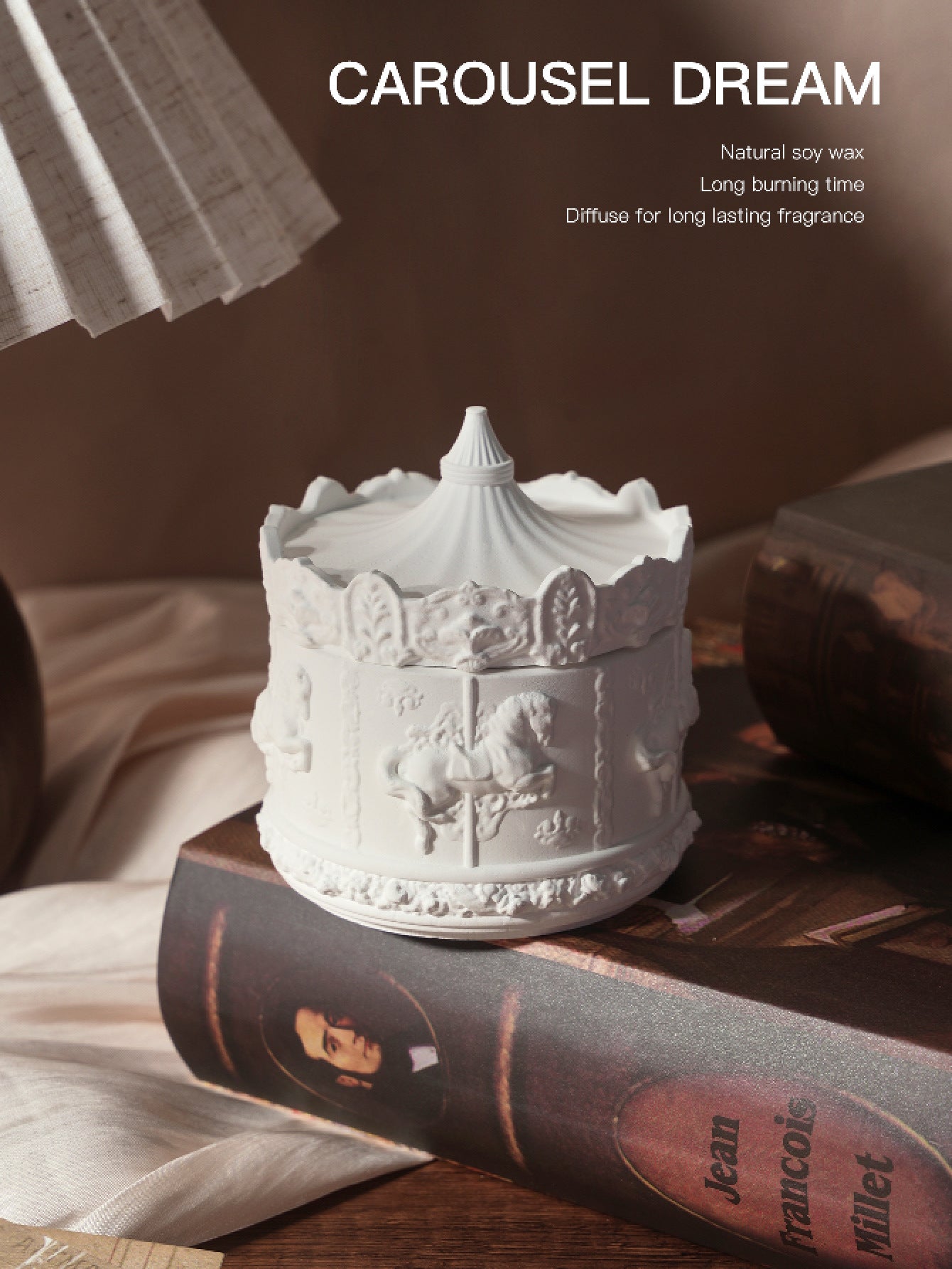 Blue Bell Rotating Carousel Soy Candle - Handmade Home Decor, Unique Gift Idea for Birthday, Wedding & Housewarming | Aromatherapy for Living Room, Bedroom & Office