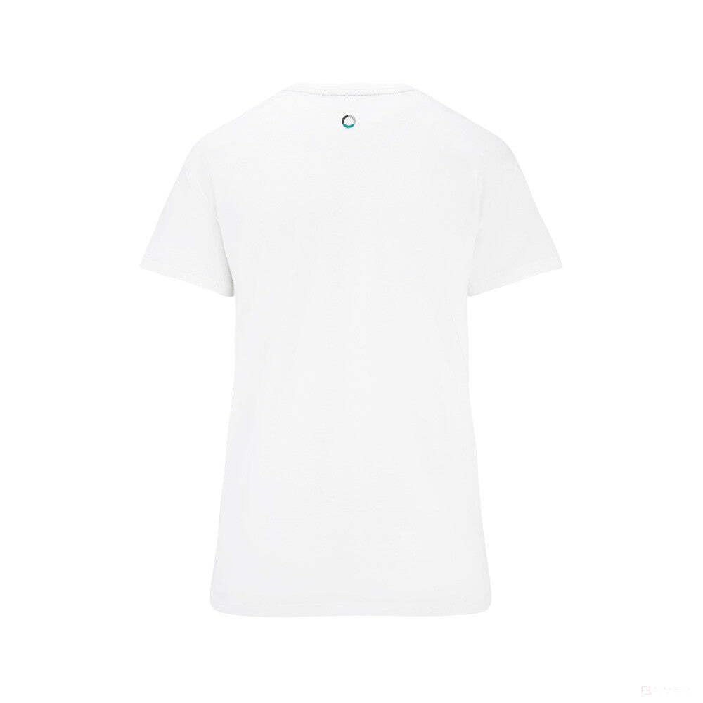 Official Mercedes AMG Petronas F1 Team Women's Large Logo T-Shirt - White - Size S | Formula 1 Racing Merchandise & Fan Apparel for Women
